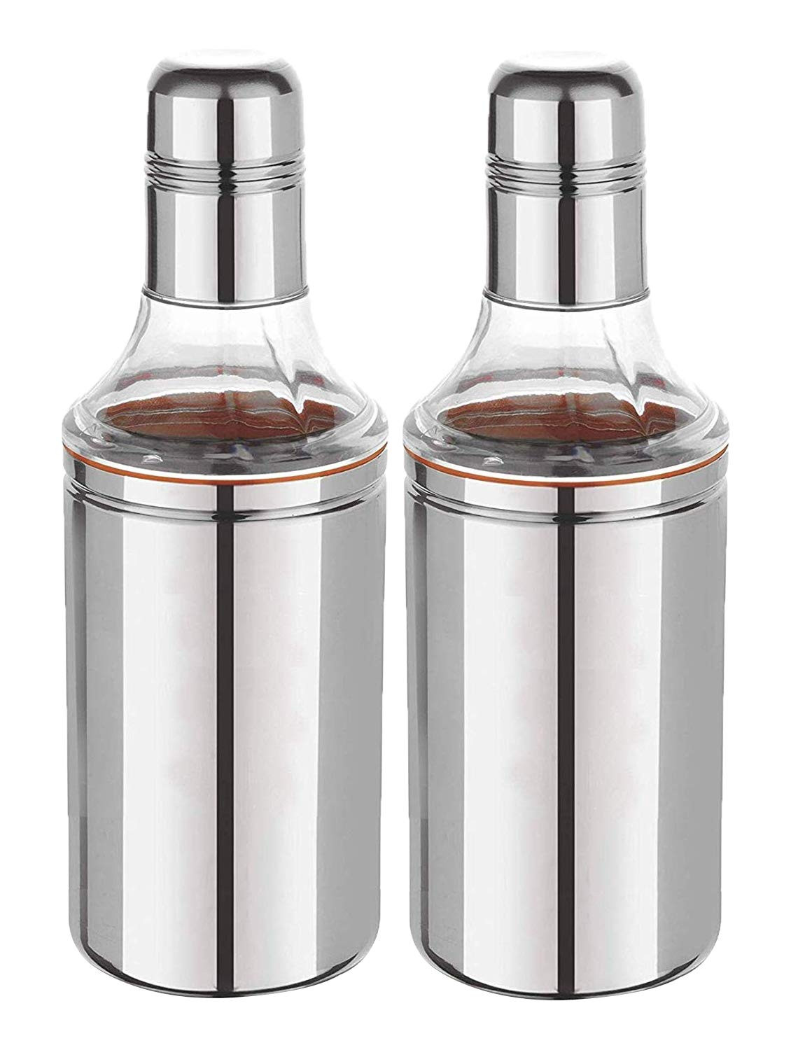 Kuber Industries Stainless Steel Oil Dispensers for Kitchen use with Sharp Finish, Slim, Look 500 Ml,Silver