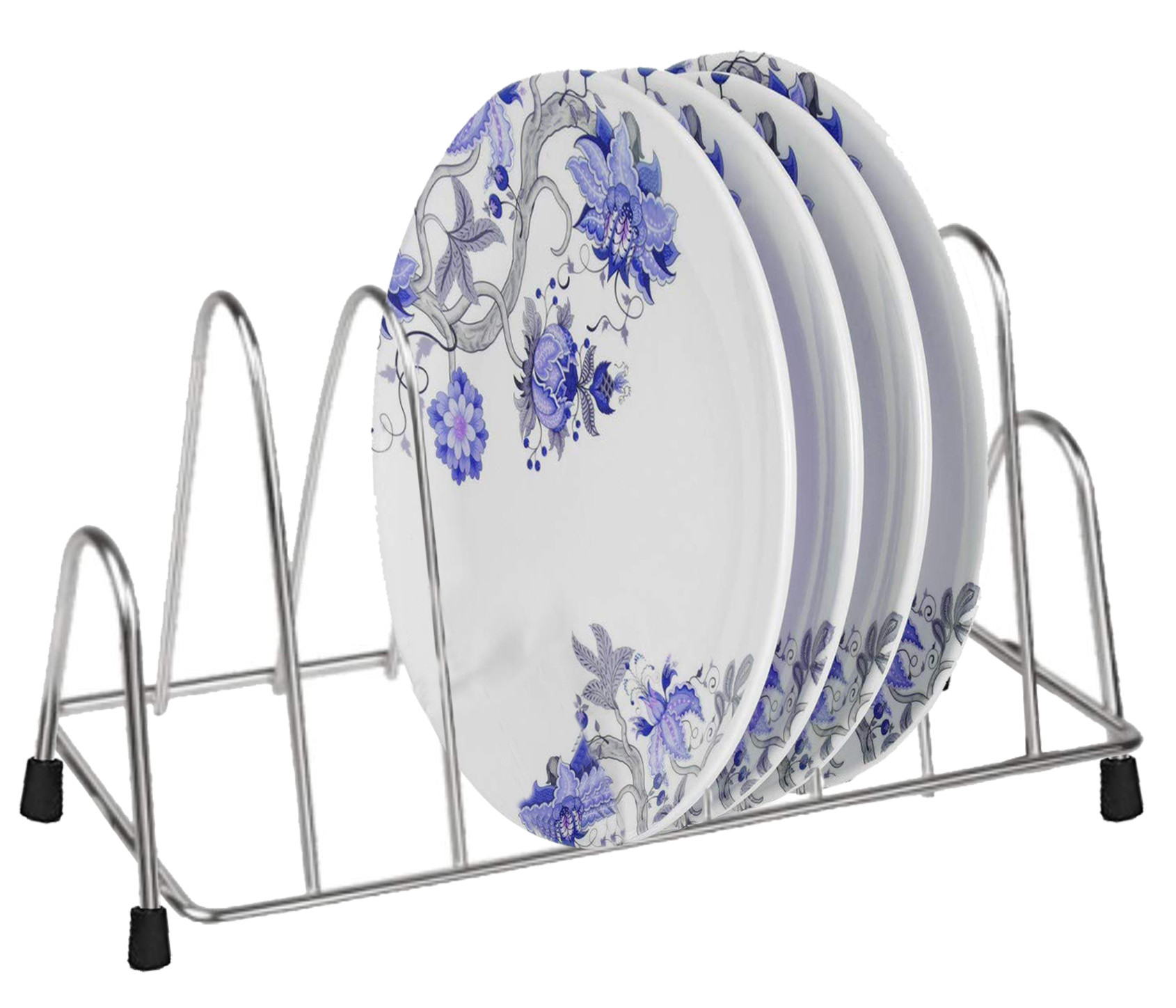 Kuber Industries Stainless Steel Plate Rack/Dish Rack/Plate Stand/Dish Stand/Lid Holder Utensil Rack for Kitchen-6 Sections with Anti-Rust Nano Coating(Silver)