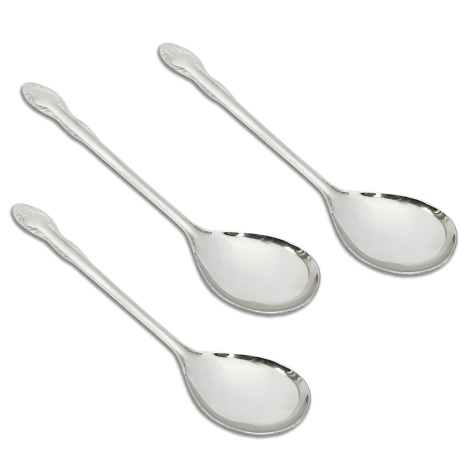 Kuber Industries Stainless Steel Solid Spoon|Chamcha For Cooking & Food Serving (Silver)