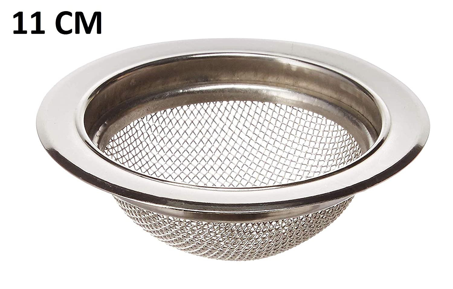Kuber Industries Stainless Steel Strainer Kitchen Drain Basin Basket Filter Stopper Drainer Sink Jali, 11.3 cm (Silver)-KUBMART3314