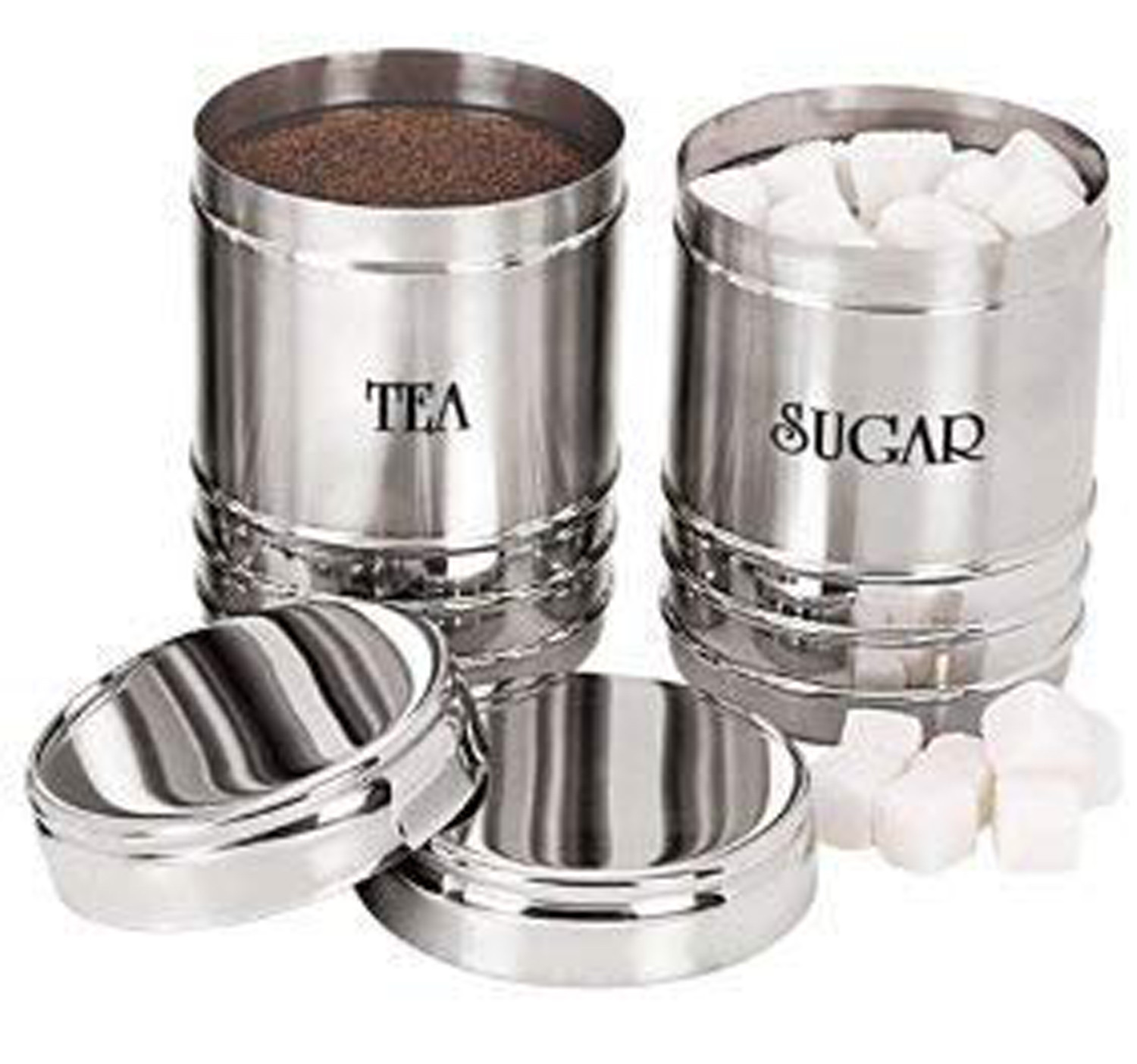 Kuber Industries Stainless Steel Tea, Sugar Container set, 500 Ml (Silver) -CTKTC38135