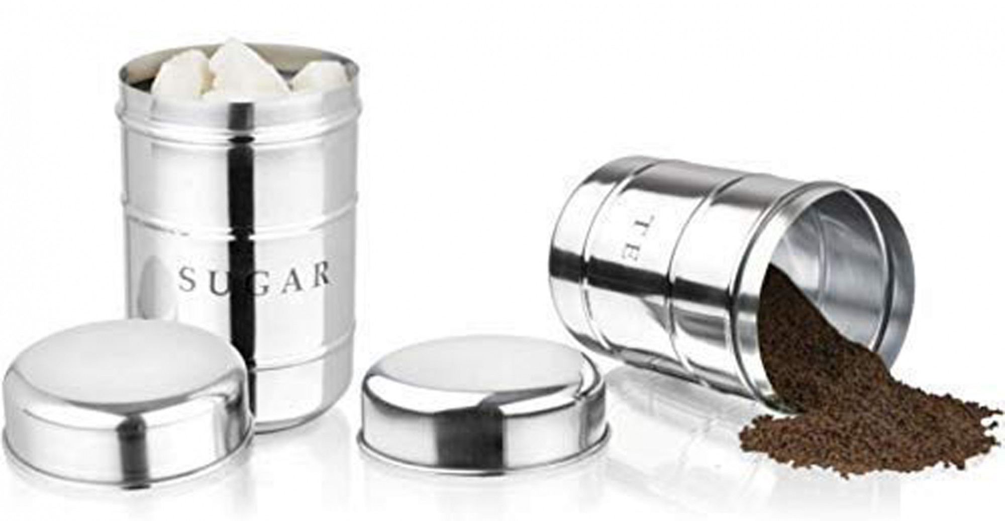 Kuber Industries Stainless Steel Tea, Sugar Container set, 500 Ml (Silver) -CTKTC38135