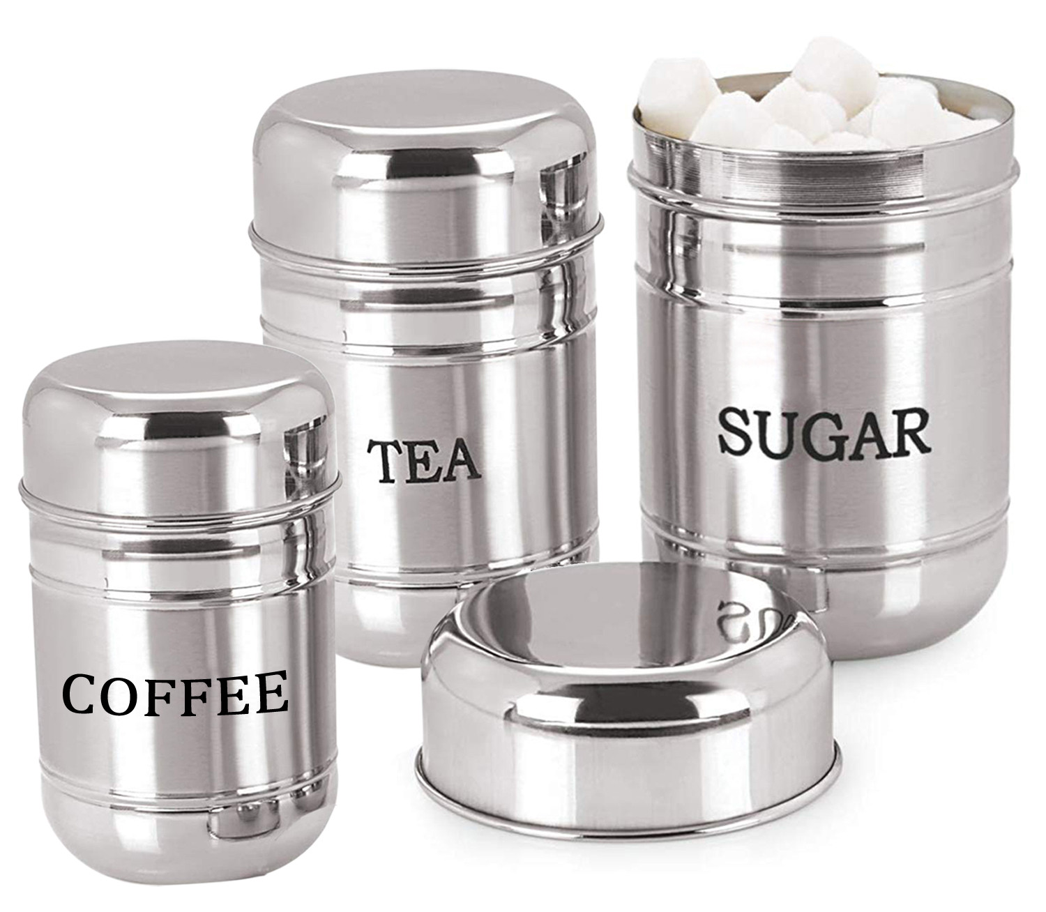Kuber Industries Stainless Steel Tea, Sugar Container set, 500 Ml (Silver) -CTKTC38135