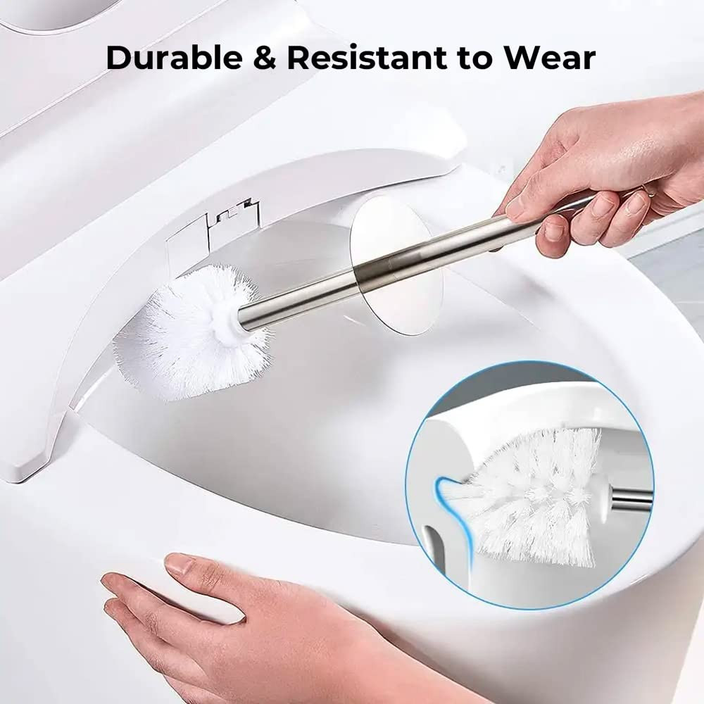 Kuber Industries Stainless Steel Toilet Brush with Holder|480|Black