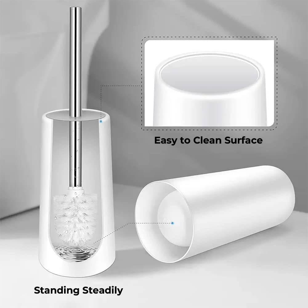 Kuber Industries Stainless Steel Toilet Brush with Holder|480|Black