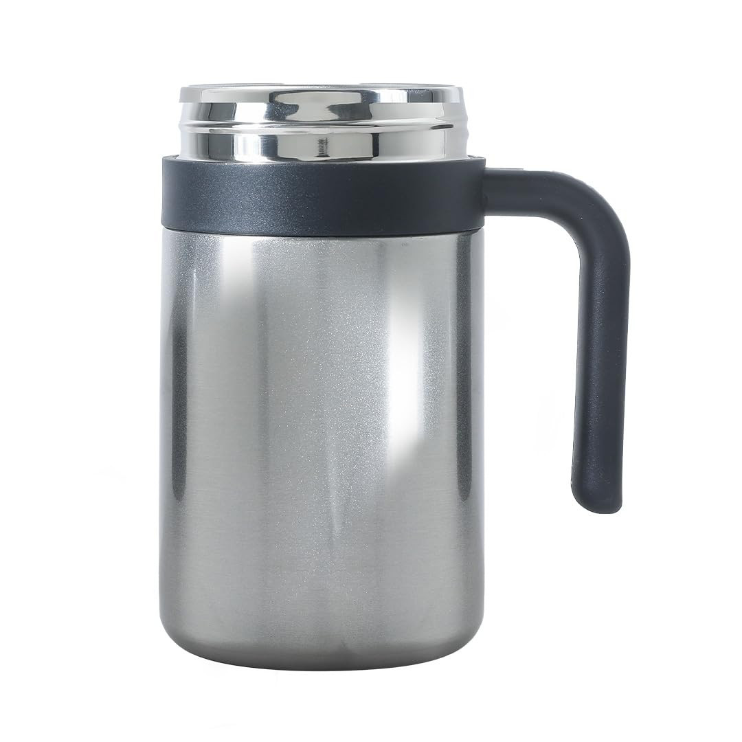 Kuber industries Stainless Steel Vacuum Insulated Travel Mug With Lid 420 ML (Silver)