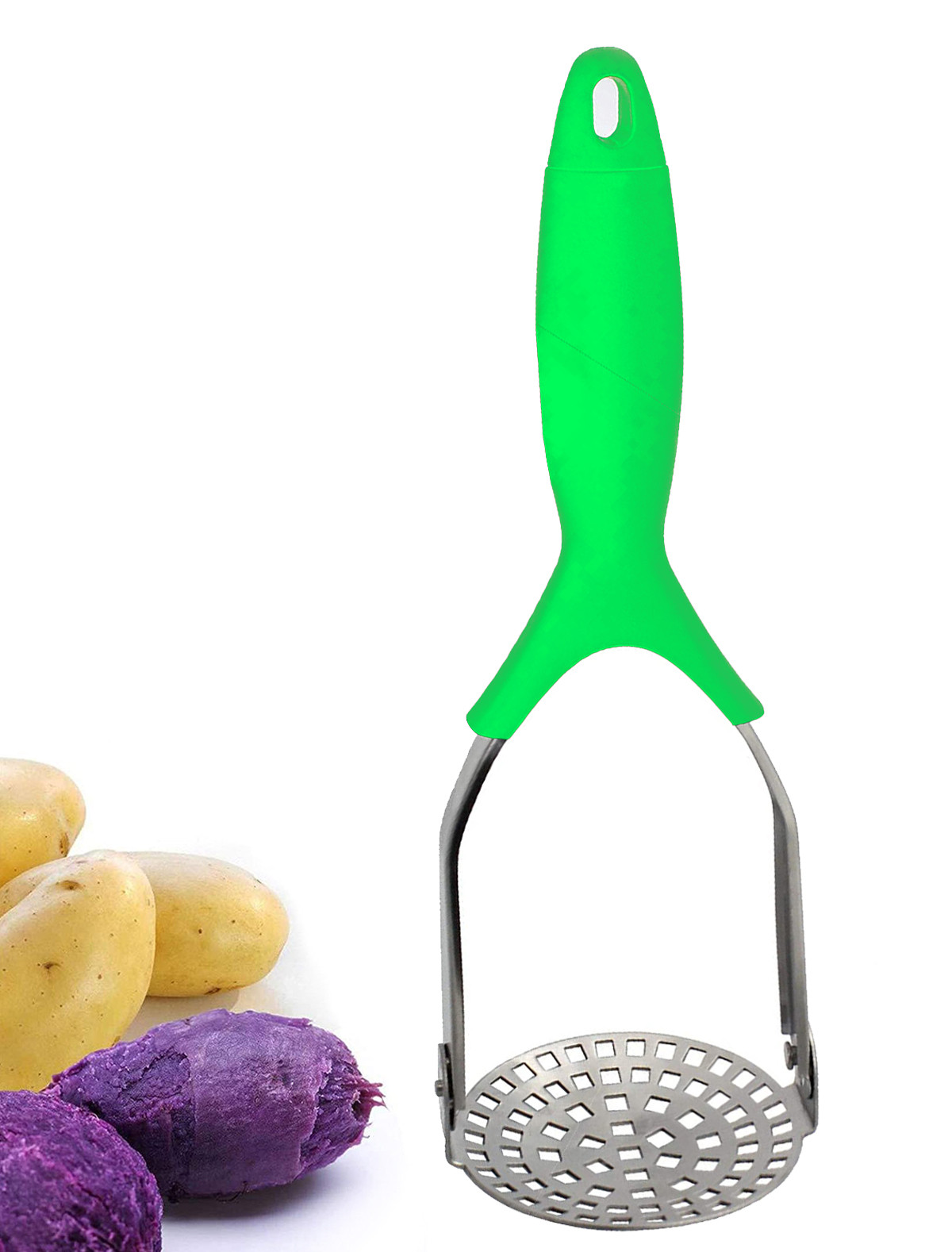 Kuber Industries Stainless Steel Vegetable Masher (Green)