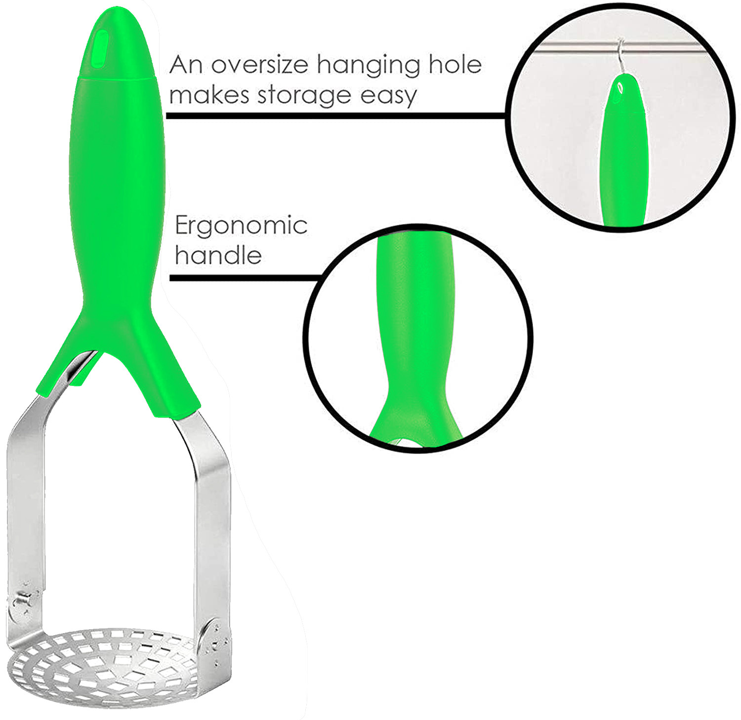 Kuber Industries Stainless Steel Vegetable Masher (Green)