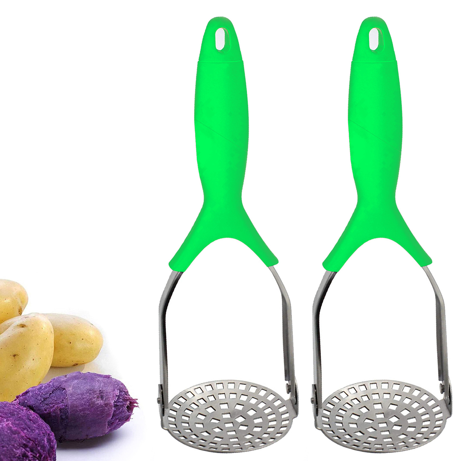Kuber Industries Stainless Steel Vegetable Masher (Green)