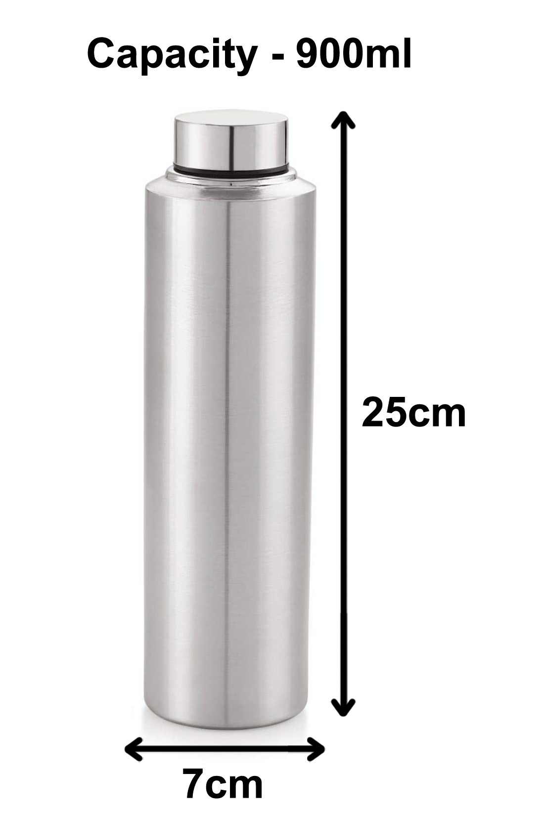 Kuber Industries Stainless Steel Water Bottle, 900 ML (Silver)