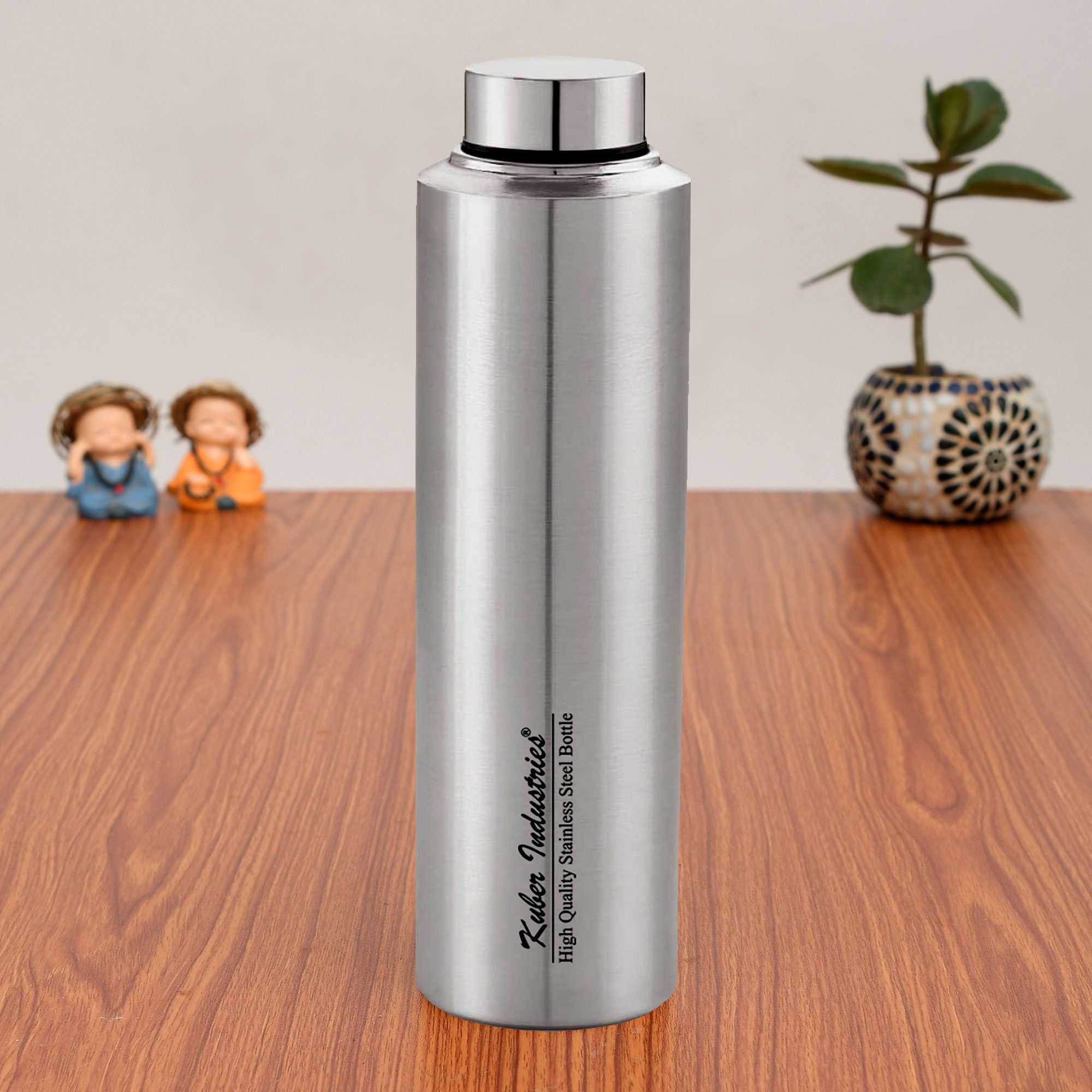 Kuber Industries Stainless Steel Water Bottle, 900 ML (Silver)