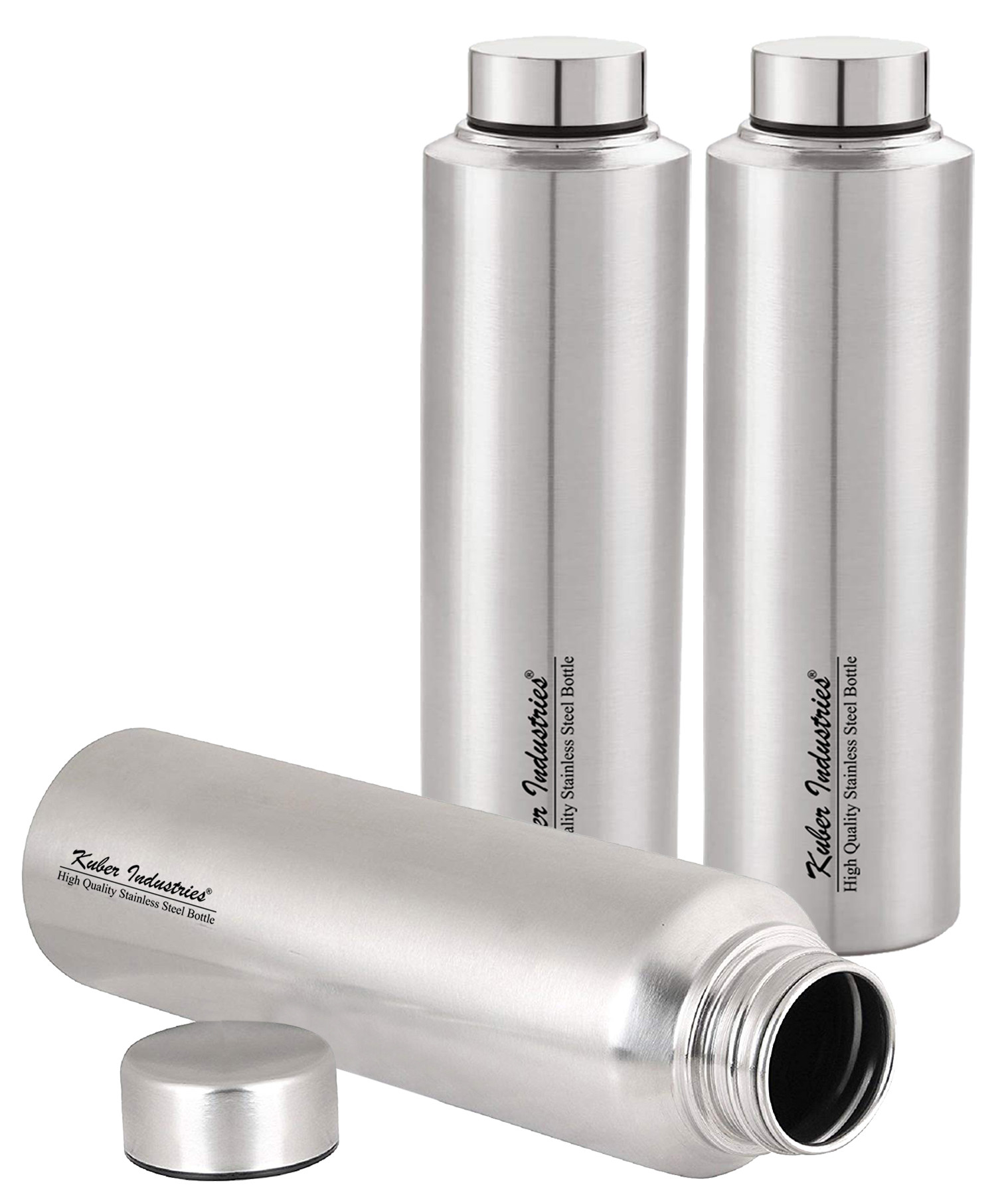 Kuber Industries Stainless Steel Water Bottle, 900 ML (Silver)