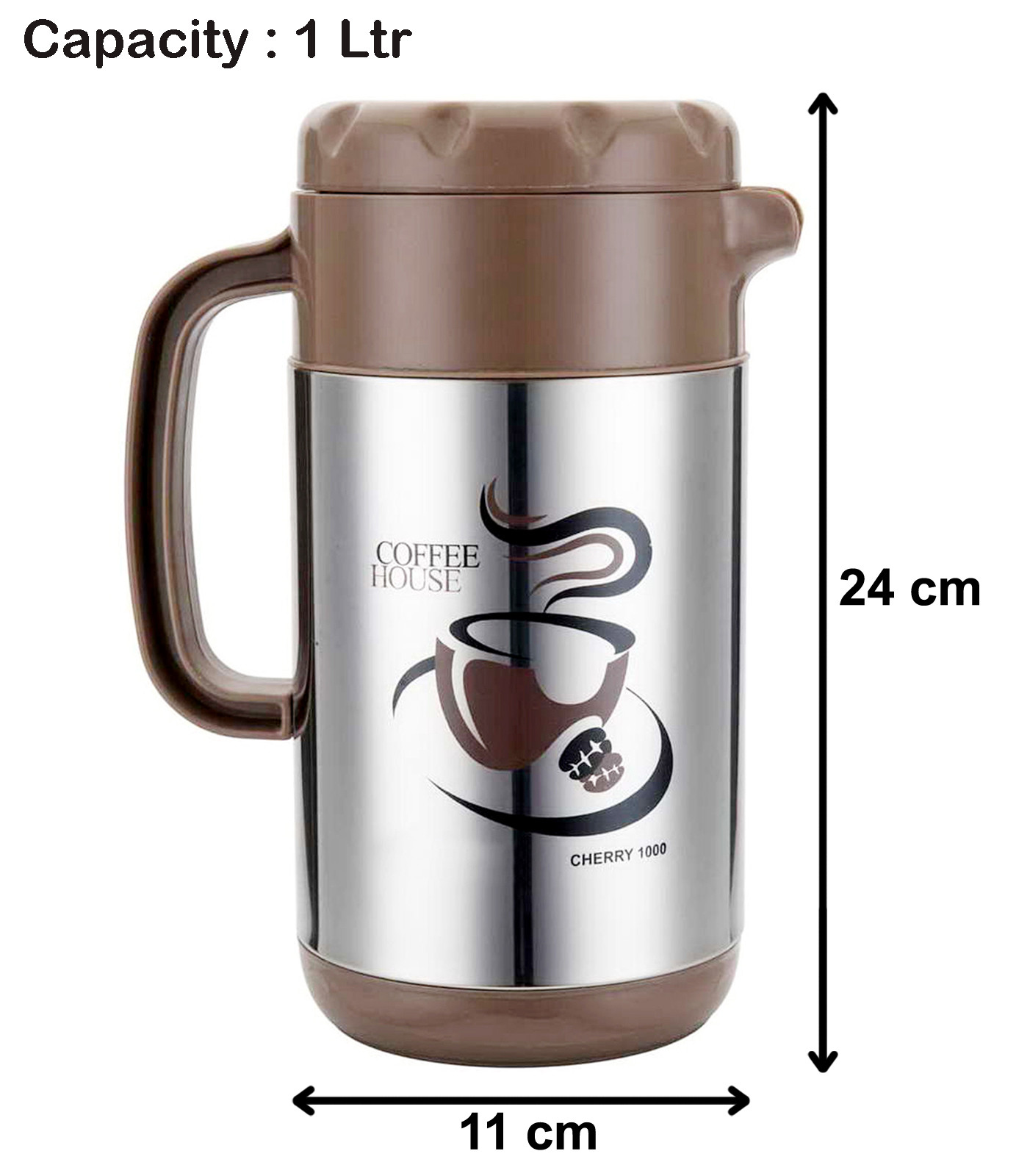 Kuber Industries Stainless Thermo Steel Double-Wall Vacuum Insulated Coffee,Tea, Beverage Pot/Kettle, 1Ltr. (Grey)-HS42KUBMART25101