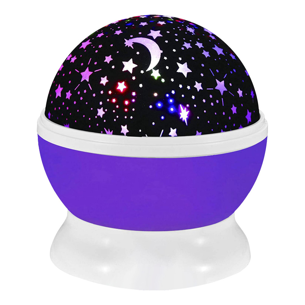 Kuber Industries Star Master | Plastic Rotating 360 Degree Moon Night Light Lamp | Projector with Colors and USB Cable | Lamp for Kids Room | Night Lamp for Home Décor | Purple