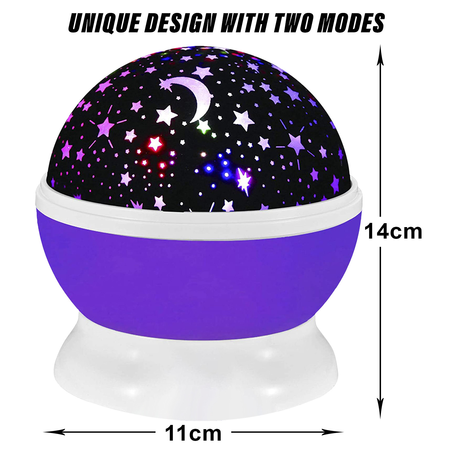 Kuber Industries Star Master | Plastic Rotating 360 Degree Moon Night Light Lamp | Projector with Colors and USB Cable | Lamp for Kids Room | Night Lamp for Home Décor | Purple