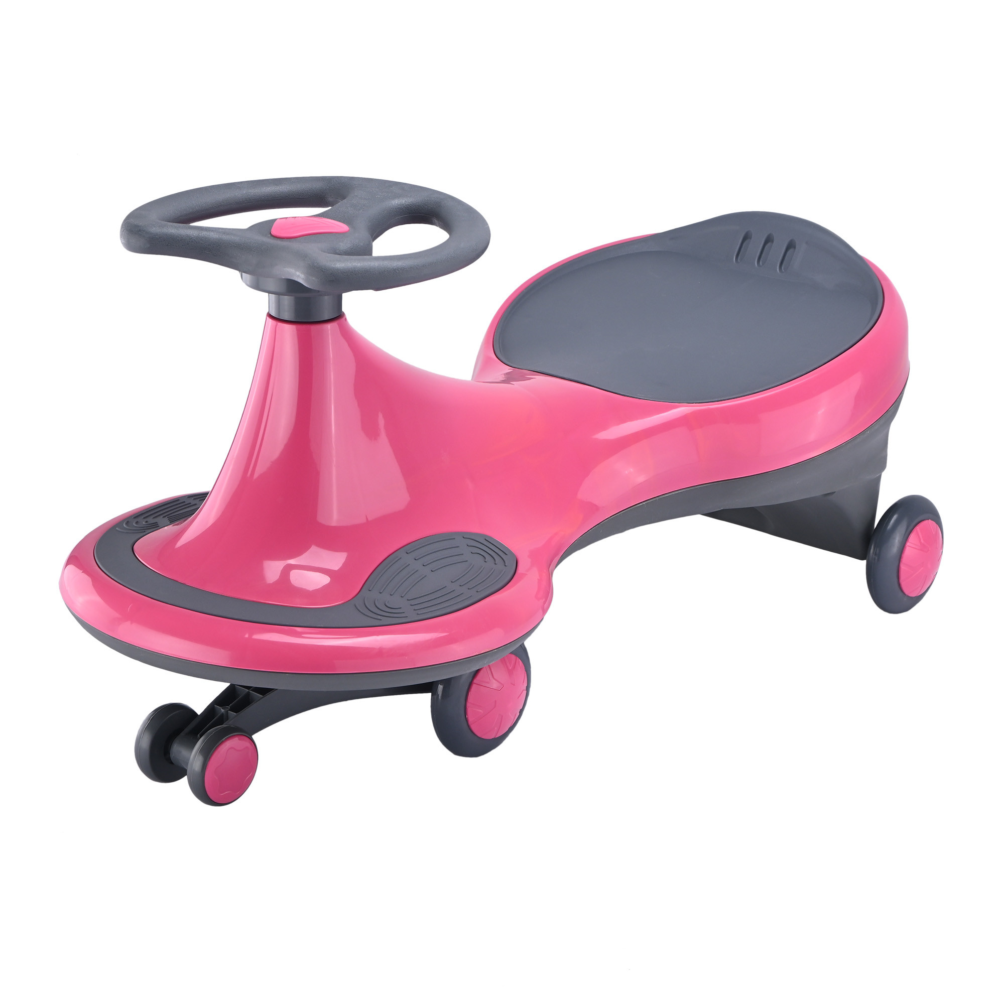 Kuber Industries Steering Scooter for Kids  Twister Ride on Baby Toy  Comfortable Seats  Foot Rest  Swing Kids Toys Upto 30 Kgs  Push Cycle for Baby with PP Wheels  Pink  Grey