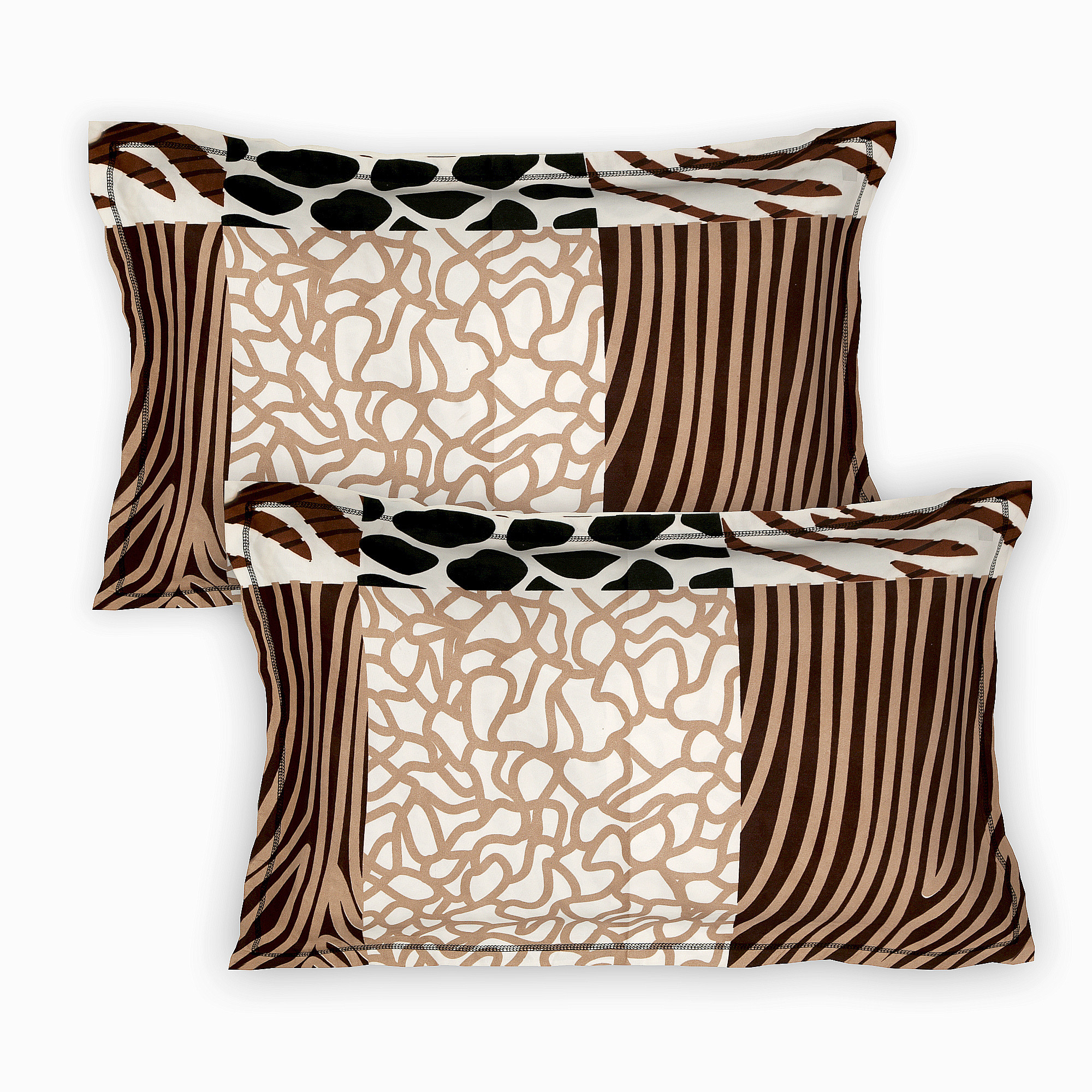 Kuber Industries Stone Print Glace Cotton 144 TC King Size Double Bedsheet with 2 Pillow Covers (Black & Brown)