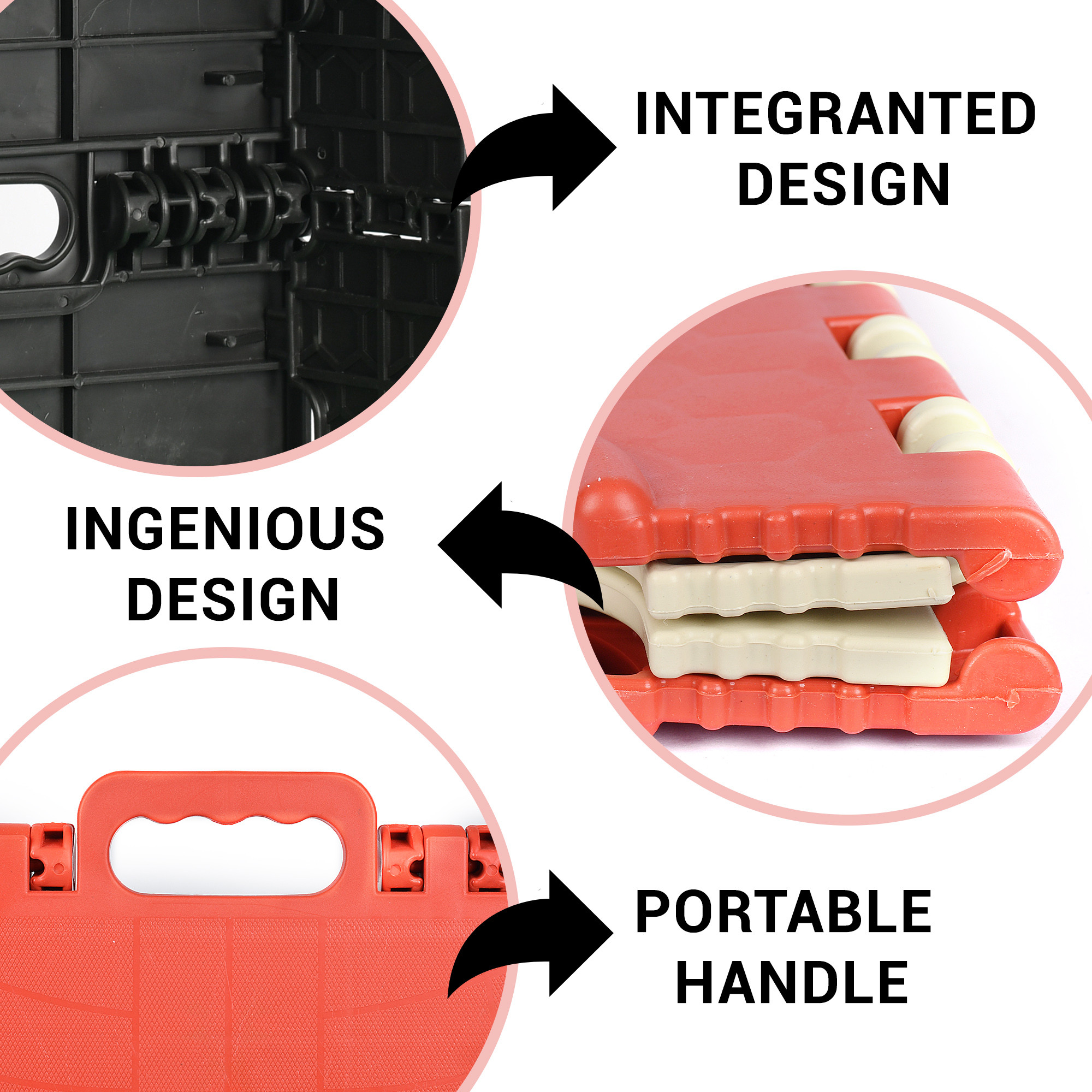 Kuber Industries Stool  Foldable Stool  Collapsible Camping Chair  Stool for Outdoor-Fishing-Hiking-Gardening-Travel  Portable Stool  Multipurpose Sitting Stool  Small  Cream  Red