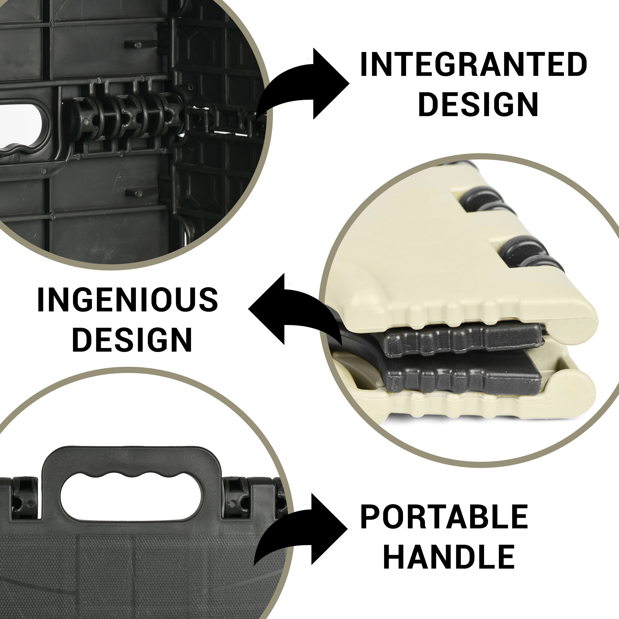 Kuber Industries Stool  Foldable Stool  Collapsible Camping Chair  Stool for Outdoor-Fishing-Hiking-Gardening-Travel  Portable Stool  Multipurpose Sitting Stool  Small  Cream  Black