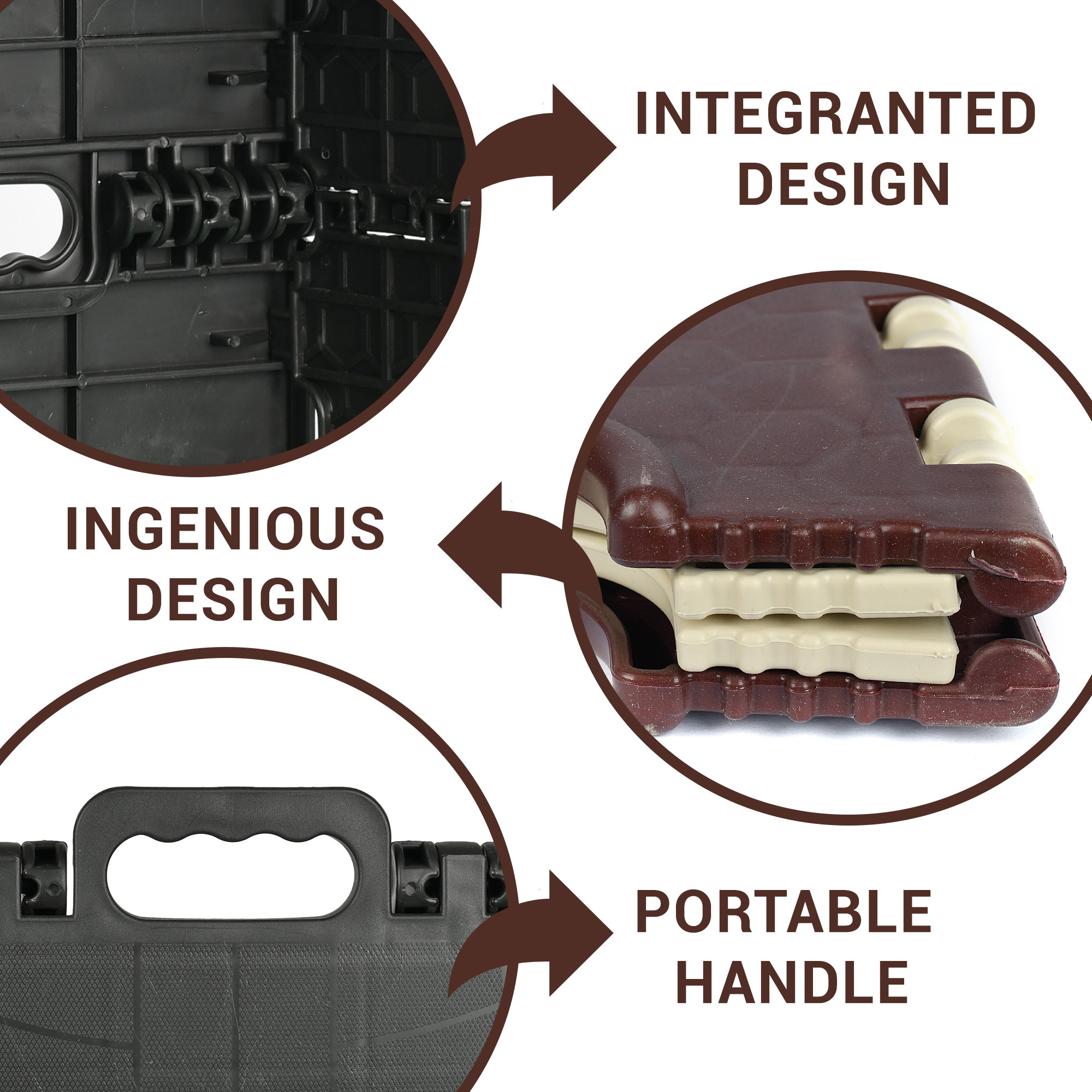 Kuber Industries Stool  Foldable Stool  Collapsible Camping Chair  Stool for Outdoor-Fishing-Hiking-Gardening-Travel  Portable Stool  Multipurpose Sitting Stool  Small  Cream  Brown