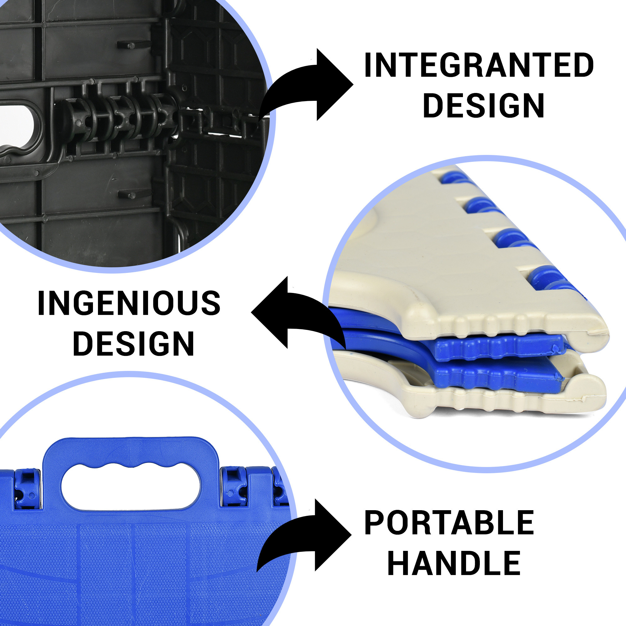 Kuber Industries Stool  Foldable Stool  Collapsible Camping Chair  Stool for Outdoor-Fishing-Hiking-Gardening-Travel  Portable Stool  Multipurpose Sitting Stool  Small  Cream  Blue