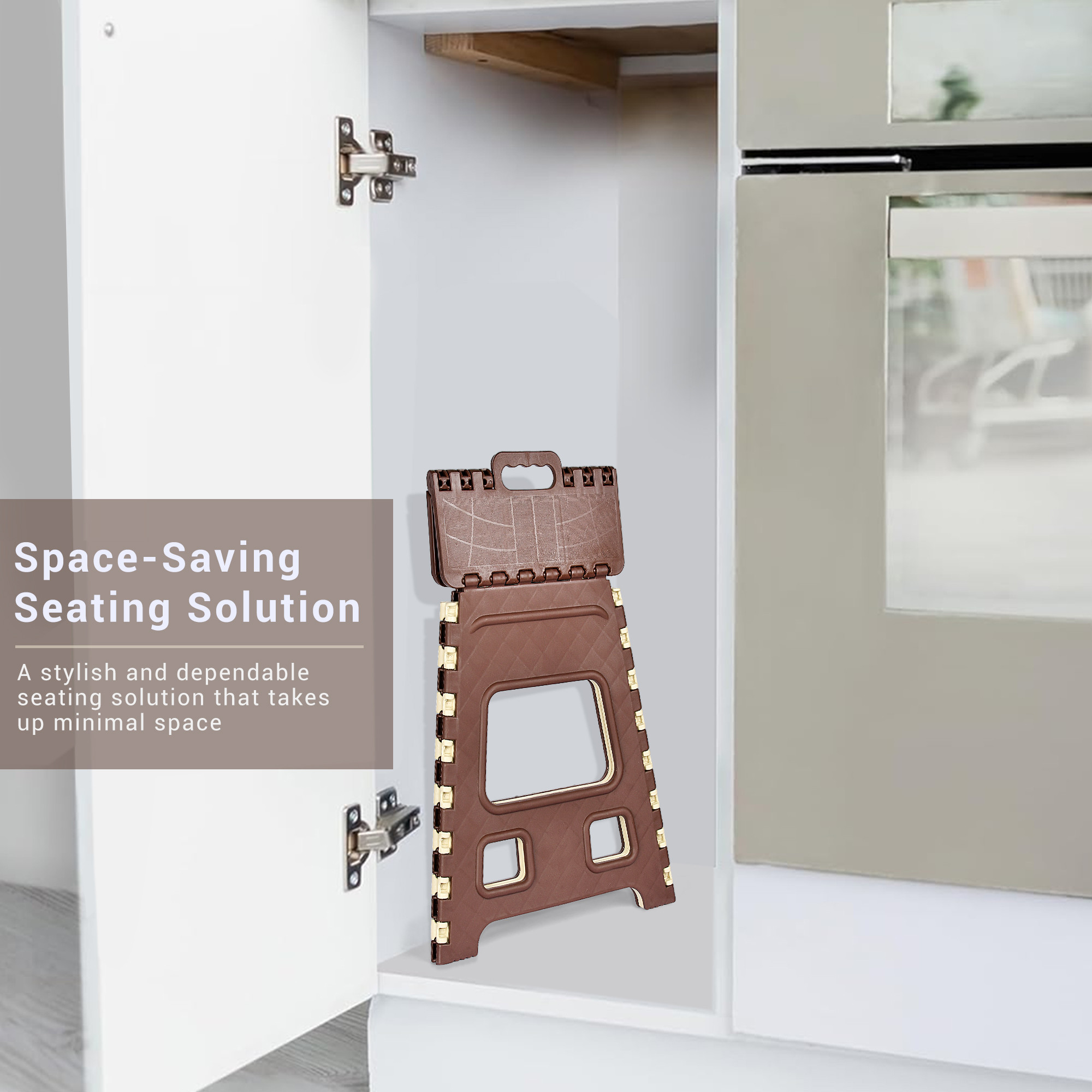 Kuber Industries Stool  Foldable Stool  Collapsible Camping Chair  Stool for Outdoor-Fishing-Hiking-Gardening-Travel  Portable Stool  Multipurpose Sitting Stool  Large  Cream  Brown