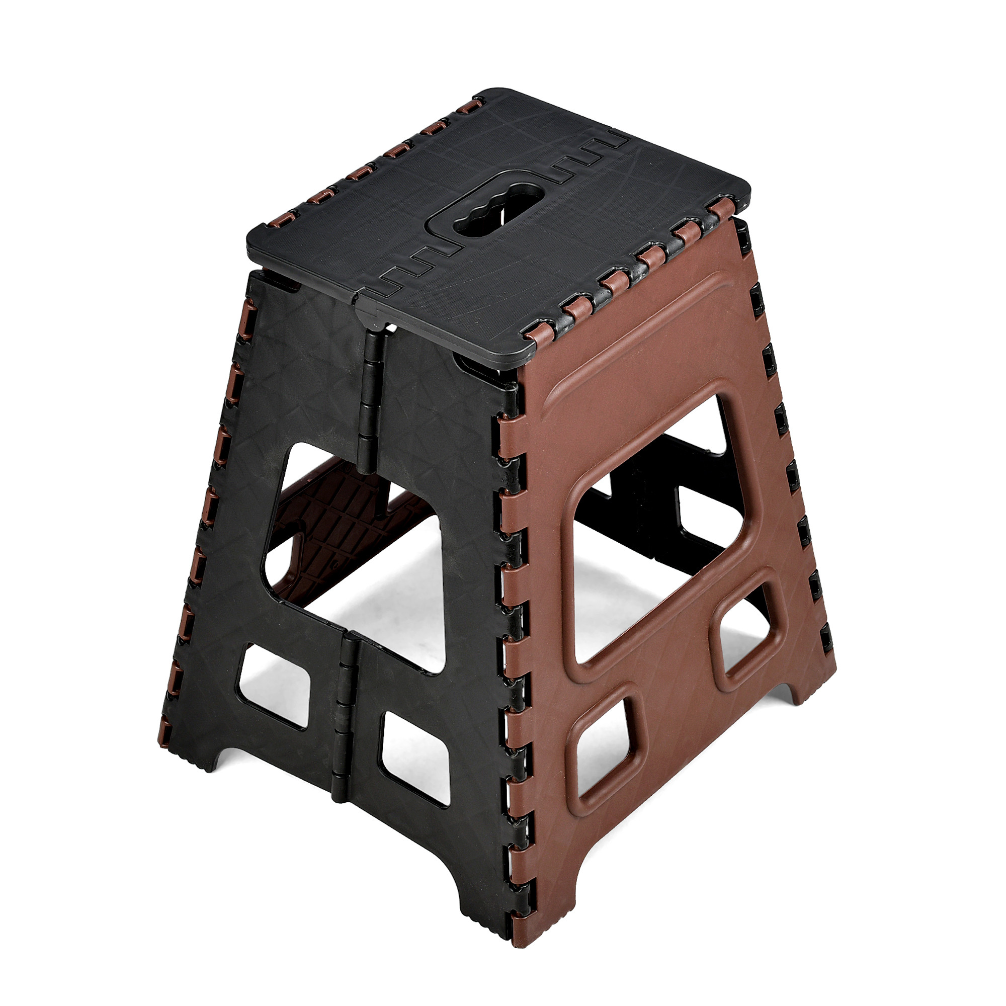 Kuber Industries Stool  Foldable Stool  Collapsible Camping Chair  Stool for Outdoor-Fishing-Hiking-Gardening-Travel  Portable Stool  Multipurpose Sitting Stool  Large  Brown  Black