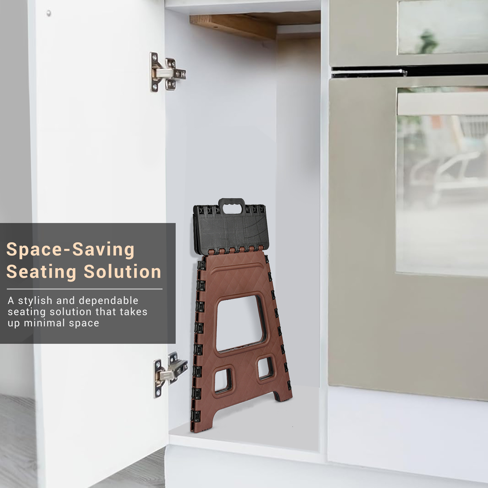 Kuber Industries Stool  Foldable Stool  Collapsible Camping Chair  Stool for Outdoor-Fishing-Hiking-Gardening-Travel  Portable Stool  Multipurpose Sitting Stool  Large  Brown  Black