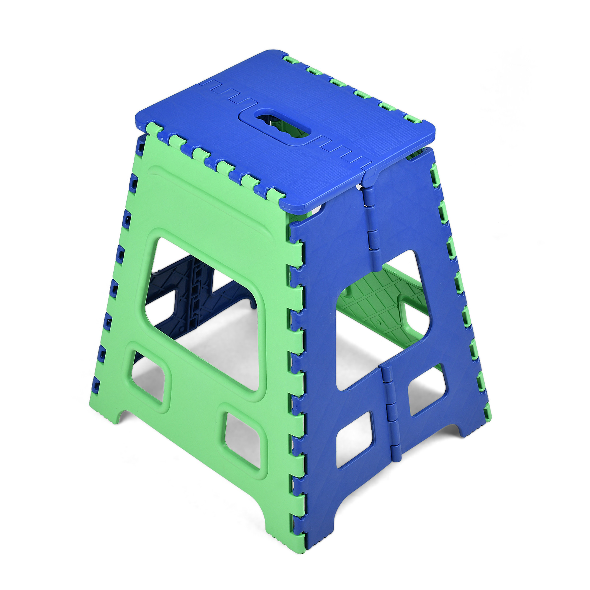 Kuber Industries Stool  Foldable Stool  Collapsible Camping Chair  Stool for Outdoor-Fishing-Hiking-Gardening-Travel  Portable Stool  Multipurpose Sitting Stool  Large  Green  Blue