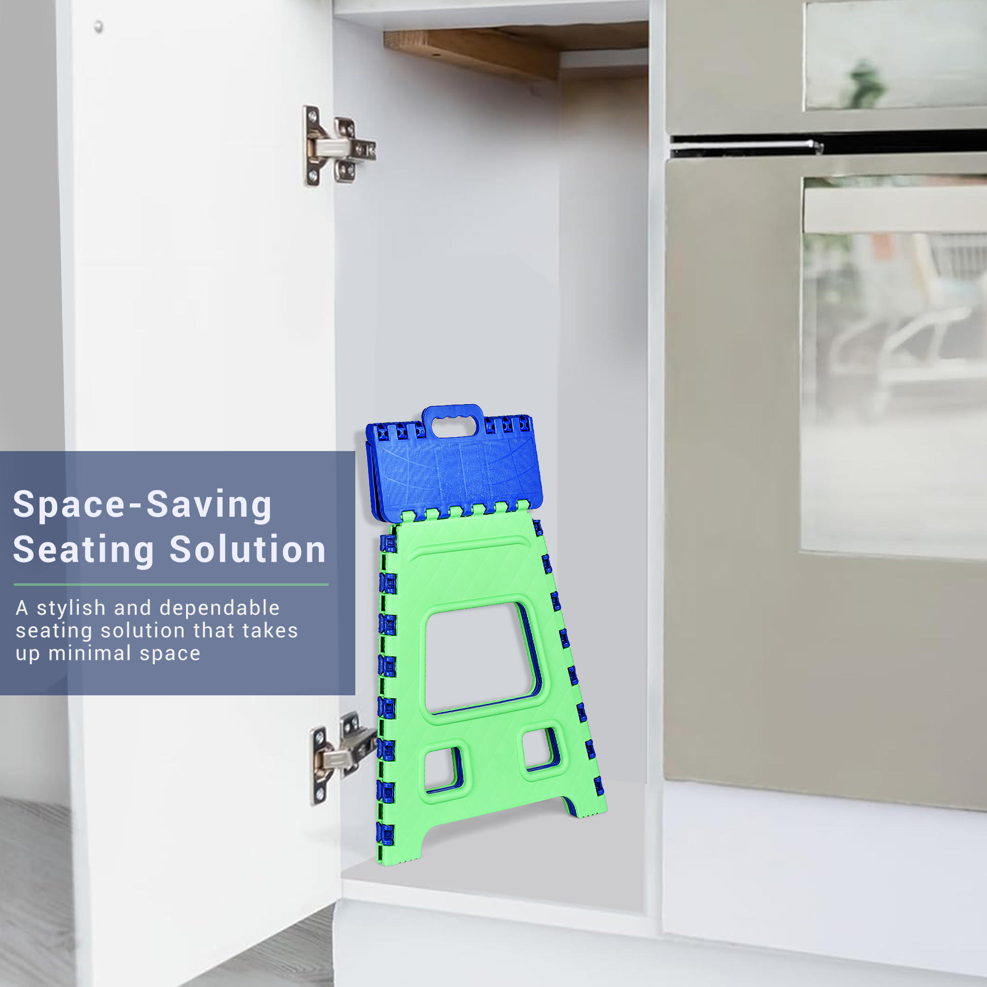 Kuber Industries Stool  Foldable Stool  Collapsible Camping Chair  Stool for Outdoor-Fishing-Hiking-Gardening-Travel  Portable Stool  Multipurpose Sitting Stool  Large  Green  Blue