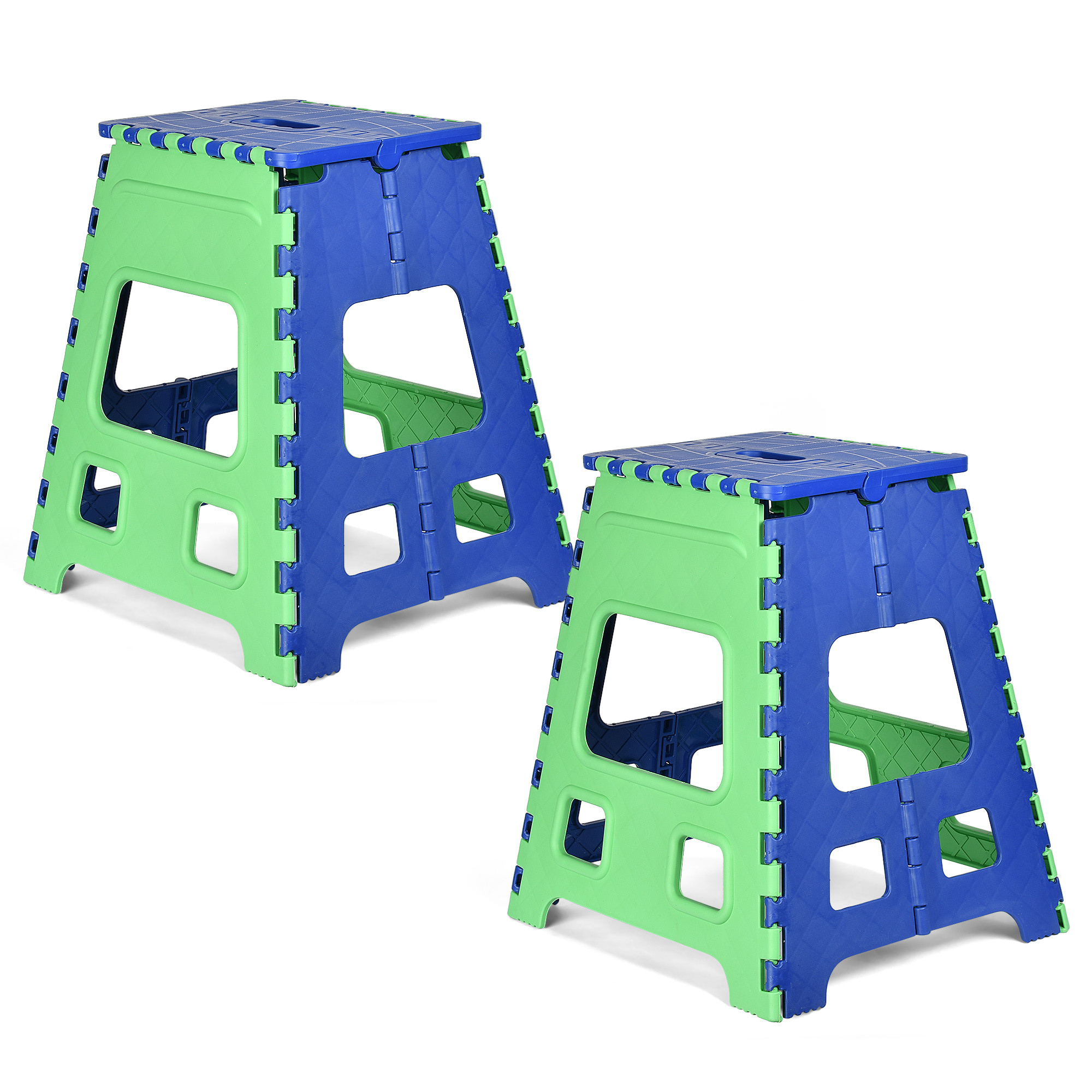 Kuber Industries Stool | Foldable Stool | Collapsible Camping Chair | Stool for Outdoor-Fishing-Hiking-Gardening-Travel | Portable Stool | Multipurpose Sitting Stool | Large | Green & Blue