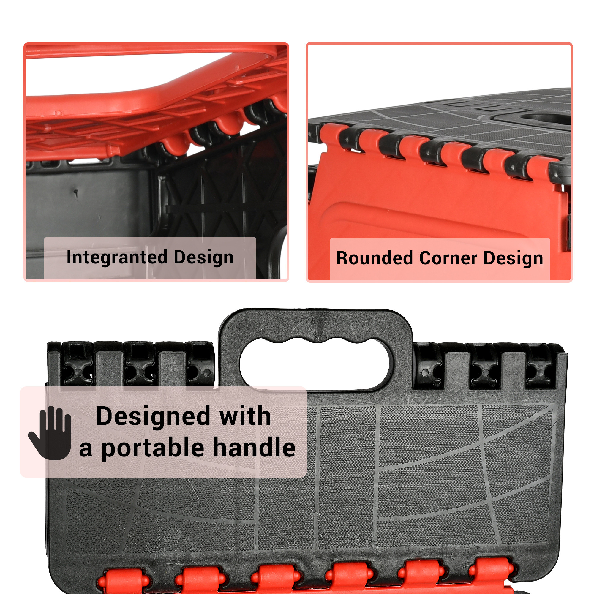 Kuber Industries Stool | Foldable Stool | Collapsible Camping Chair | Stool for Outdoor-Fishing-Hiking-Gardening-Travel | Portable Stool | Multipurpose Sitting Stool | Large | Red & Black