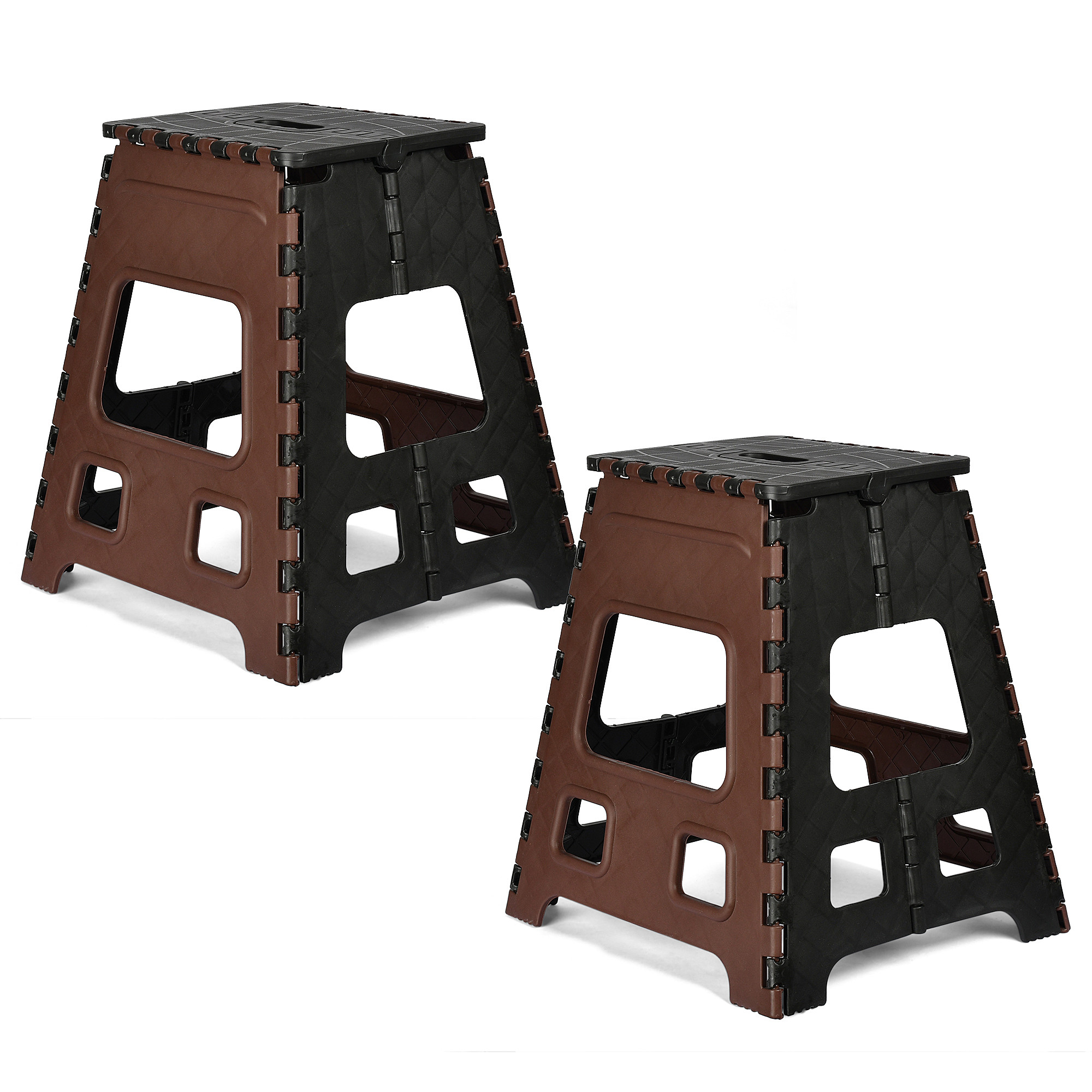 Kuber Industries Stool | Foldable Stool | Collapsible Camping Chair | Stool for Outdoor-Fishing-Hiking-Gardening-Travel | Portable Stool | Multipurpose Sitting Stool | Large | Brown & Black