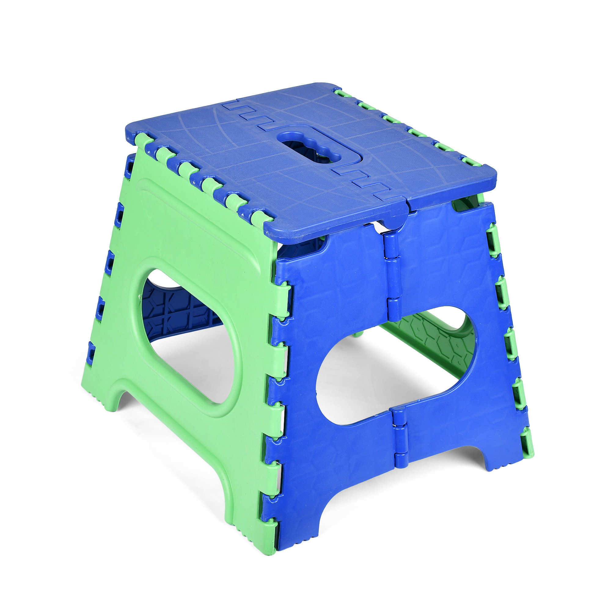 Kuber Industries Stool | Foldable Stool | Collapsible Camping Chair | Stool for Outdoor-Fishing-Hiking-Gardening-Travel | Portable Stool | Multipurpose Sitting Stool | Small | Green & Blue