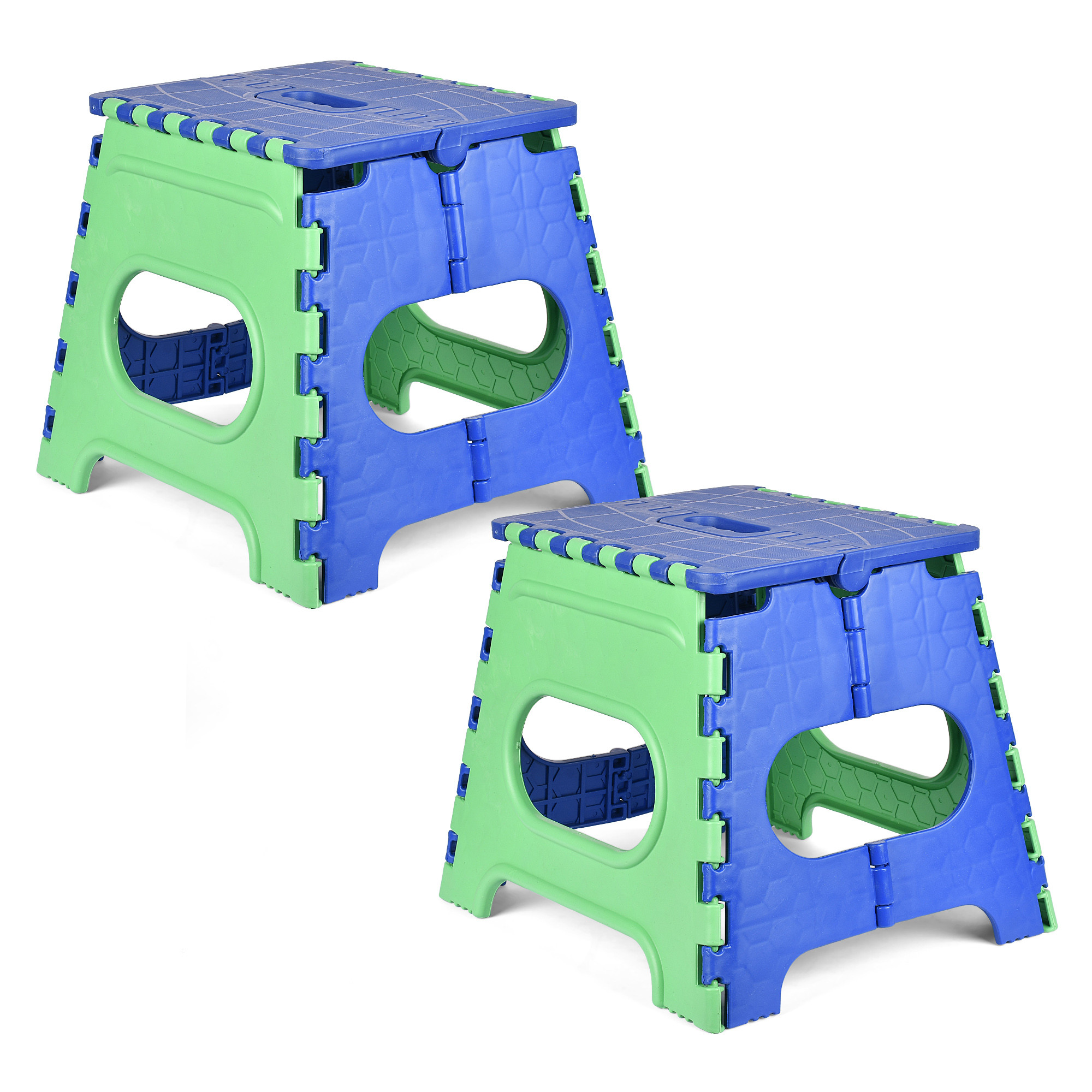 Kuber Industries Stool | Foldable Stool | Collapsible Camping Chair | Stool for Outdoor-Fishing-Hiking-Gardening-Travel | Portable Stool | Multipurpose Sitting Stool | Small | Green & Blue