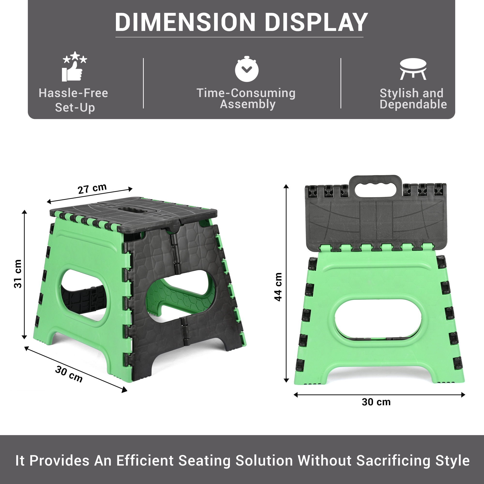Kuber Industries Stool | Foldable Stool | Collapsible Camping Chair | Stool for Outdoor-Fishing-Hiking-Gardening-Travel | Portable Stool | Multipurpose Sitting Stool | Small | Green & Black