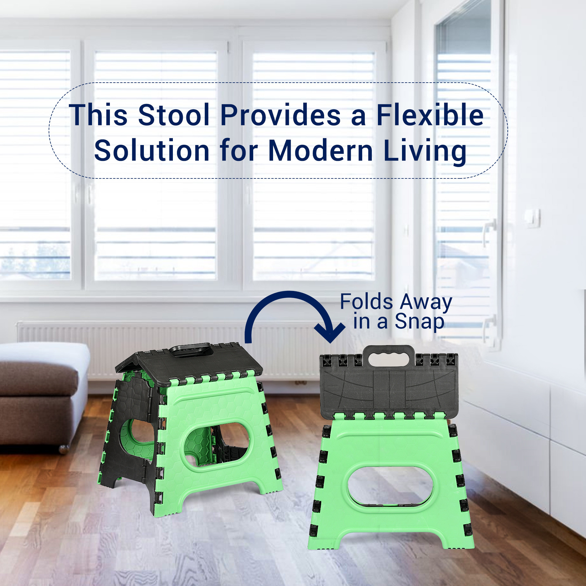 Kuber Industries Stool | Foldable Stool | Collapsible Camping Chair | Stool for Outdoor-Fishing-Hiking-Gardening-Travel | Portable Stool | Multipurpose Sitting Stool | Small | Green & Black