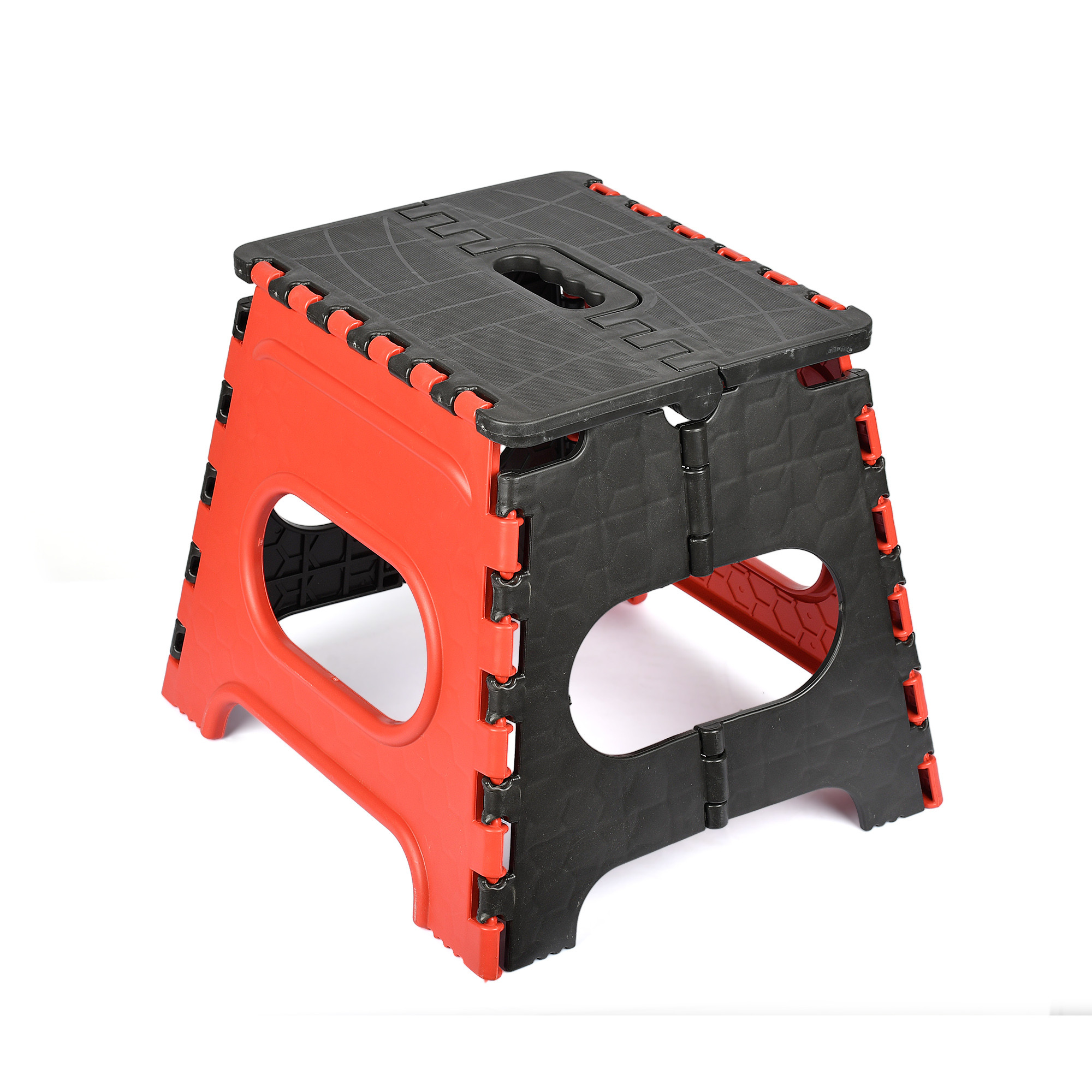 Kuber Industries Stool | Foldable Stool | Collapsible Camping Chair | Stool for Outdoor-Fishing-Hiking-Gardening-Travel | Portable Stool | Multipurpose Sitting Stool | Small | Red & Black