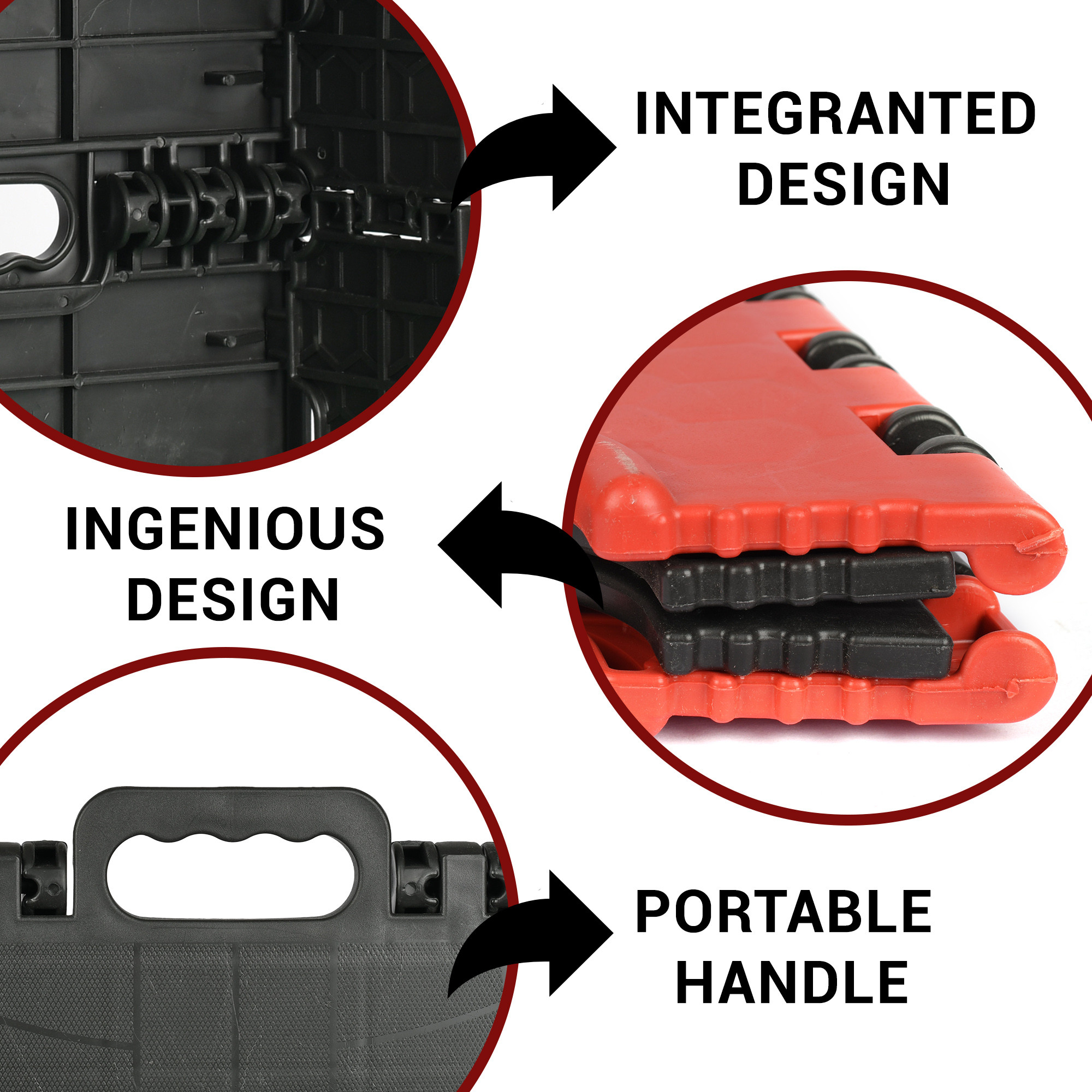 Kuber Industries Stool | Foldable Stool | Collapsible Camping Chair | Stool for Outdoor-Fishing-Hiking-Gardening-Travel | Portable Stool | Multipurpose Sitting Stool | Small | Red & Black