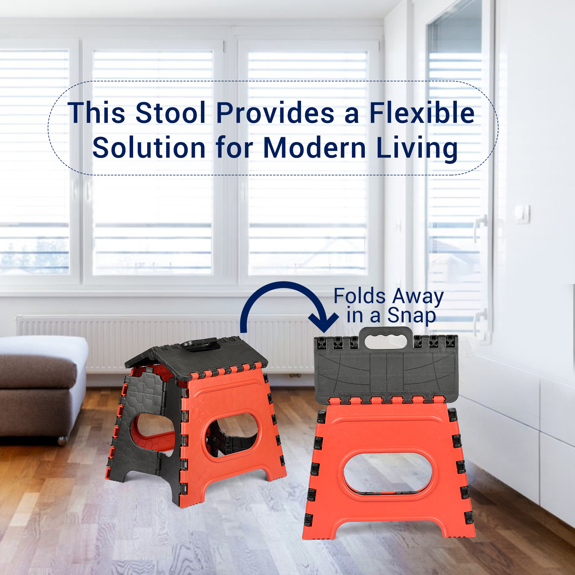 Kuber Industries Stool | Foldable Stool | Collapsible Camping Chair | Stool for Outdoor-Fishing-Hiking-Gardening-Travel | Portable Stool | Multipurpose Sitting Stool | Small | Red & Black