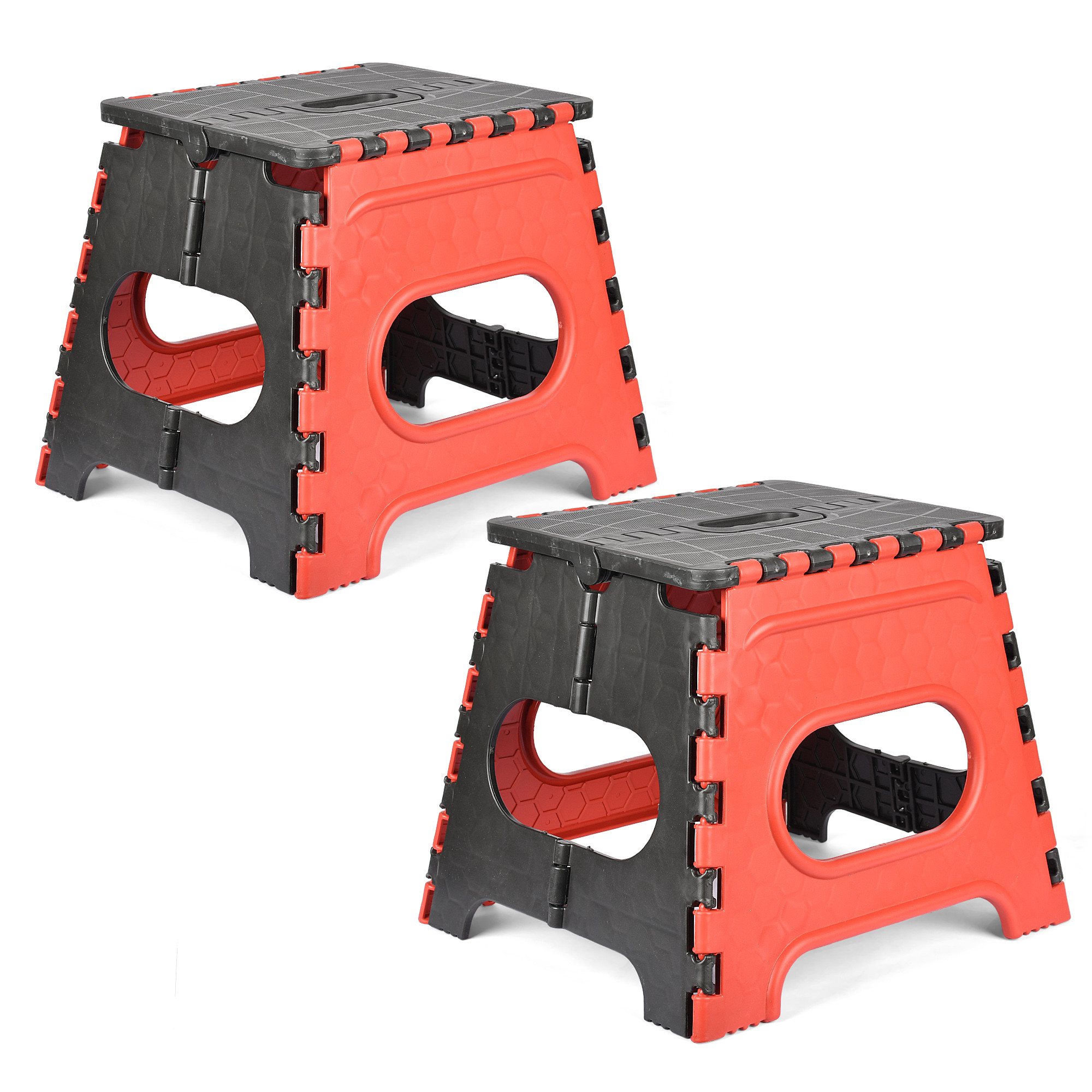 Kuber Industries Stool | Foldable Stool | Collapsible Camping Chair | Stool for Outdoor-Fishing-Hiking-Gardening-Travel | Portable Stool | Multipurpose Sitting Stool | Small | Red & Black