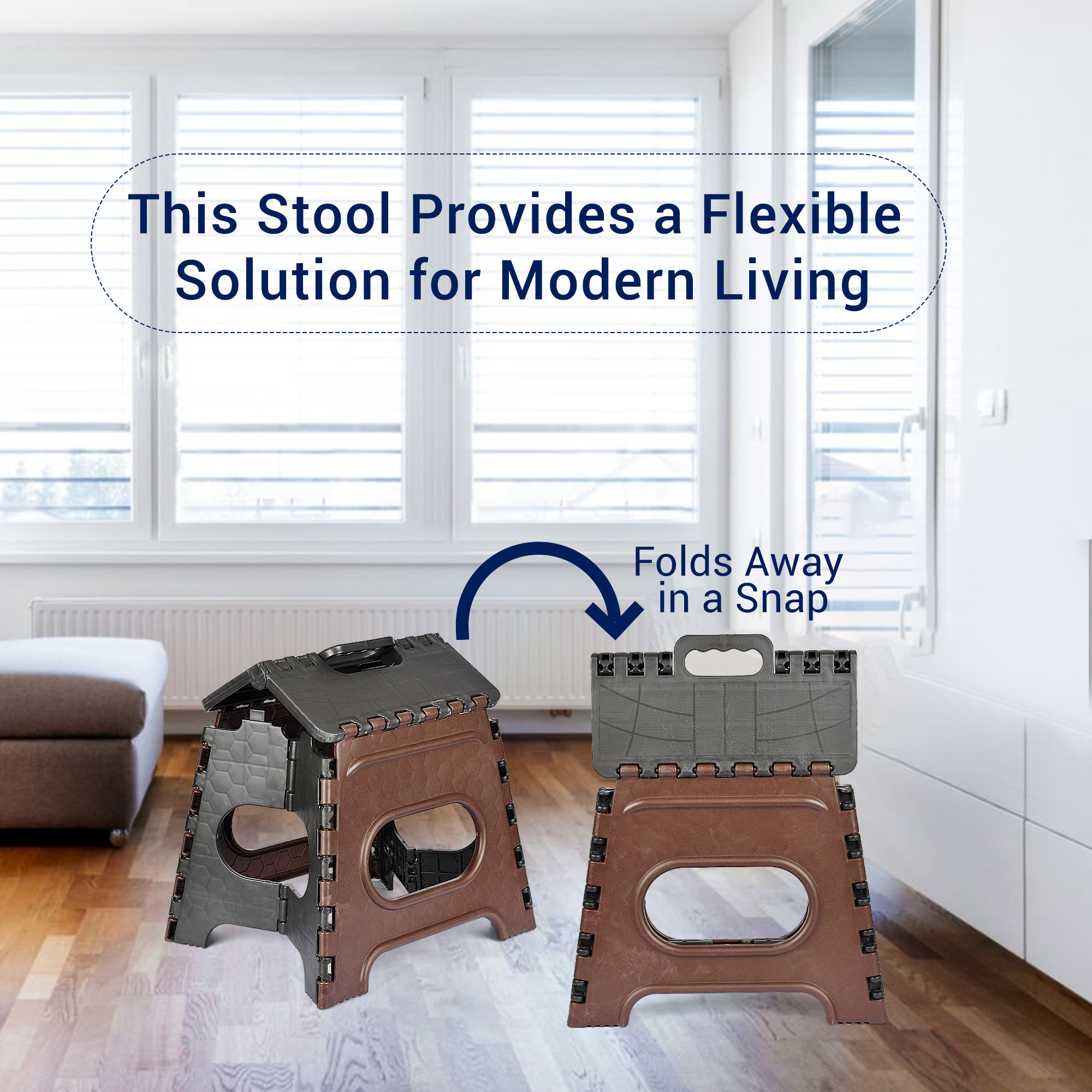 Kuber Industries Stool | Foldable Stool | Collapsible Camping Chair | Stool for Outdoor-Fishing-Hiking-Gardening-Travel | Portable Stool | Multipurpose Sitting Stool | Small | Brown & Black