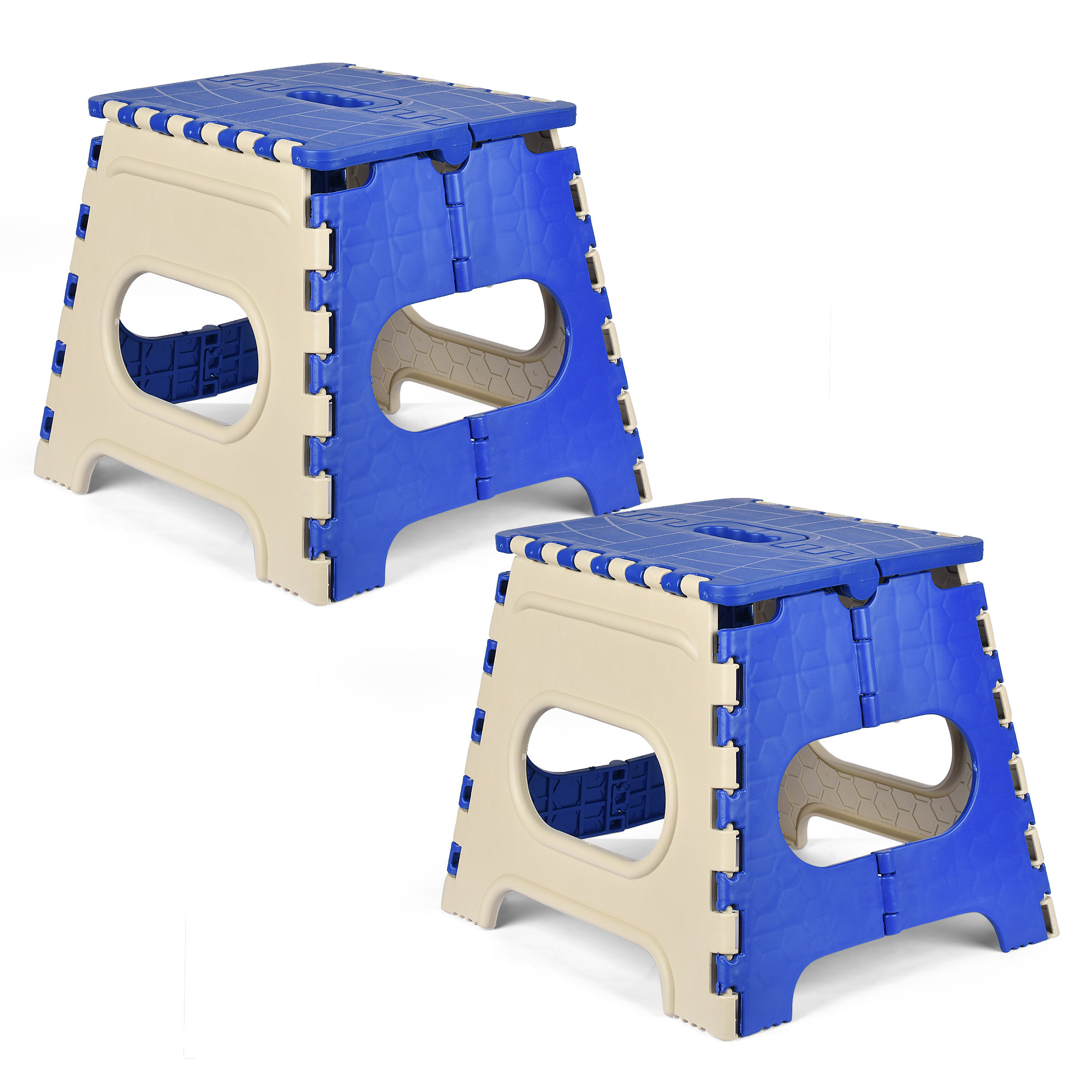 Kuber Industries Stool | Foldable Stool | Collapsible Camping Chair | Stool for Outdoor-Fishing-Hiking-Gardening-Travel | Portable Stool | Multipurpose Sitting Stool | Small | Cream & Blue