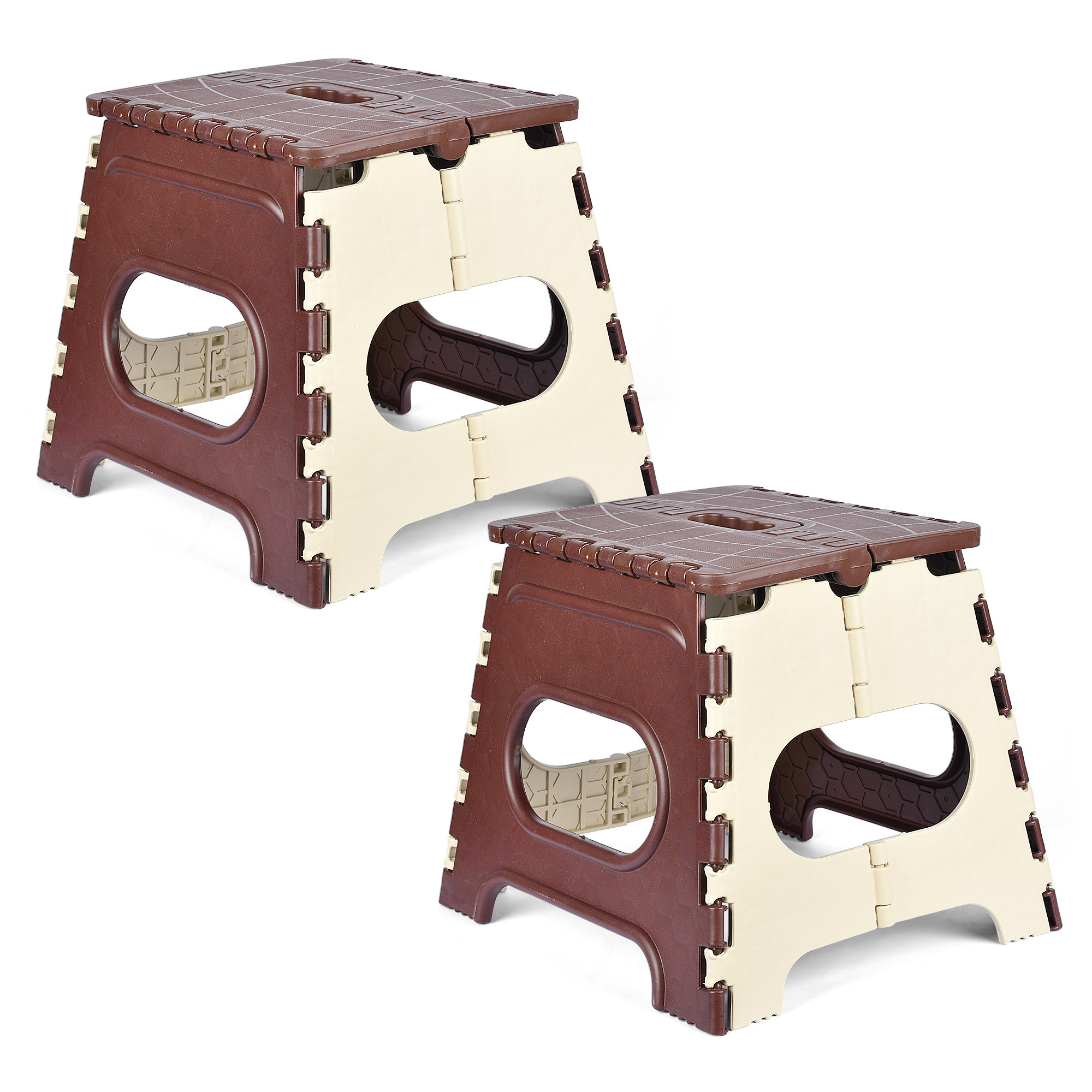 Kuber Industries Stool | Foldable Stool | Collapsible Camping Chair | Stool for Outdoor-Fishing-Hiking-Gardening-Travel | Portable Stool | Multipurpose Sitting Stool | Small | Cream & Brown