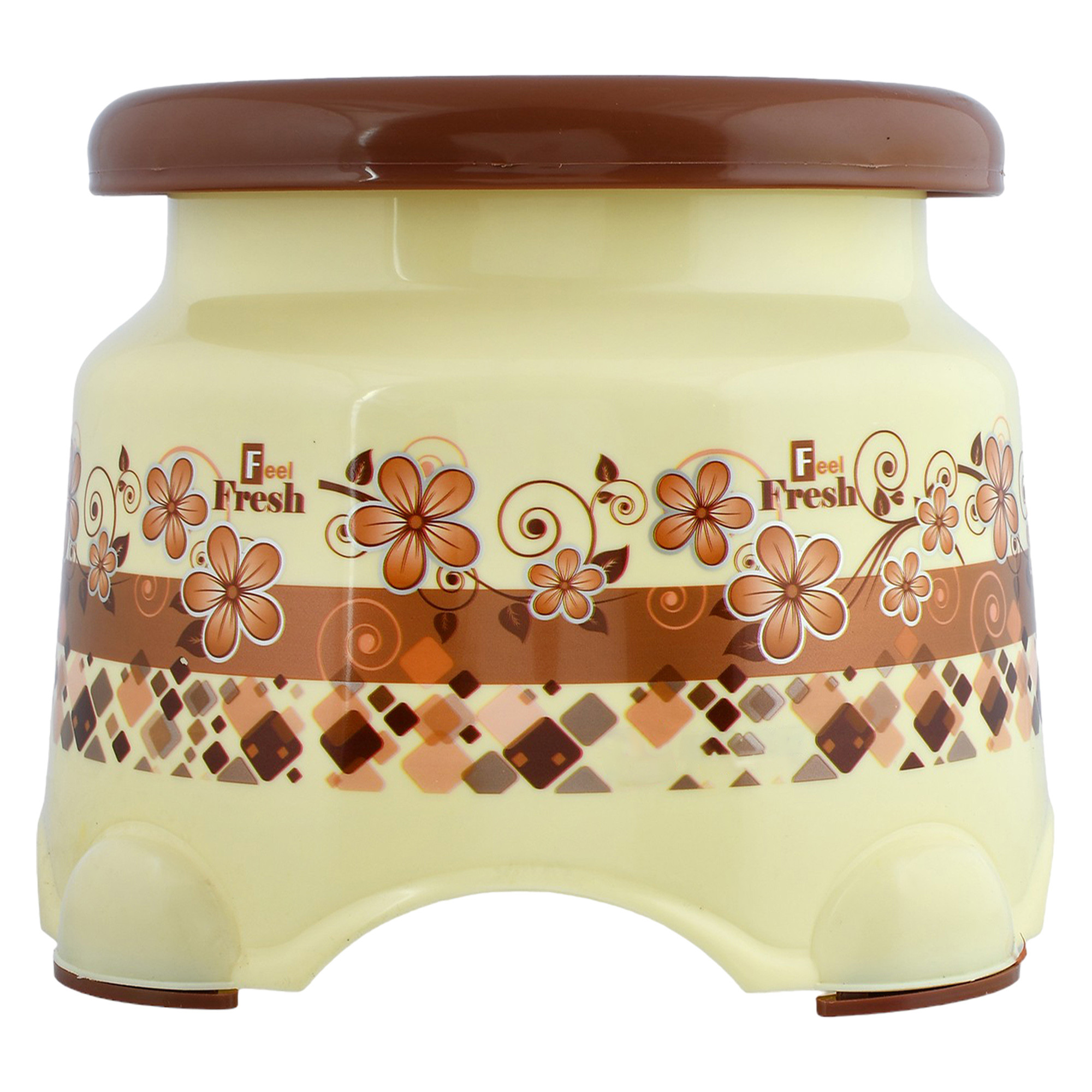 Kuber Industries Stool | Stool for Bedroom | Stool for Bathroom | Stool for Kitchen | Sitting Stool for Home | Patla Stool for outdoor & Indoor | Dream Z | Cream & Brown