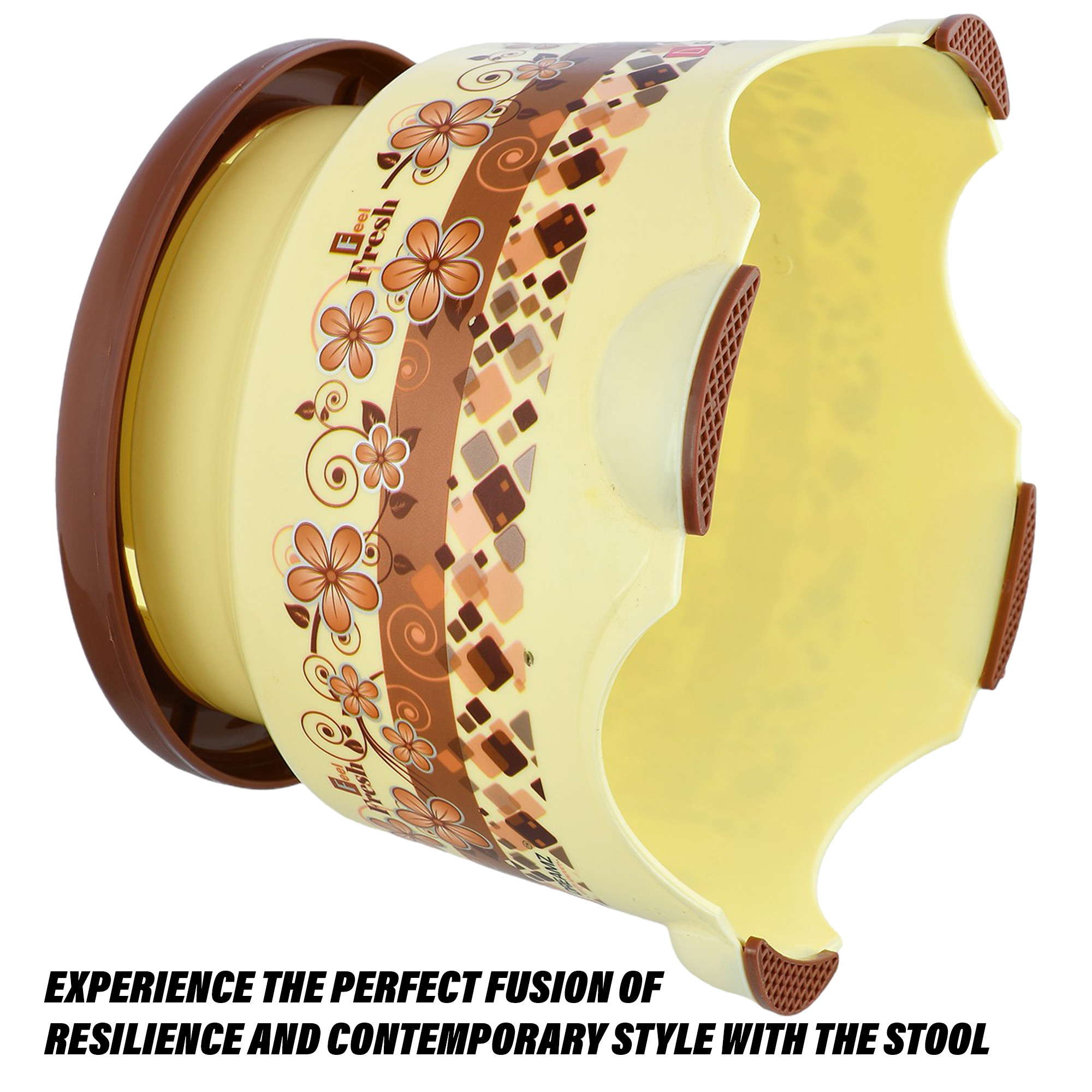 Kuber Industries Stool | Stool for Bedroom | Stool for Bathroom | Stool for Kitchen | Sitting Stool for Home | Patla Stool for outdoor & Indoor | Dream Z | Cream & Brown