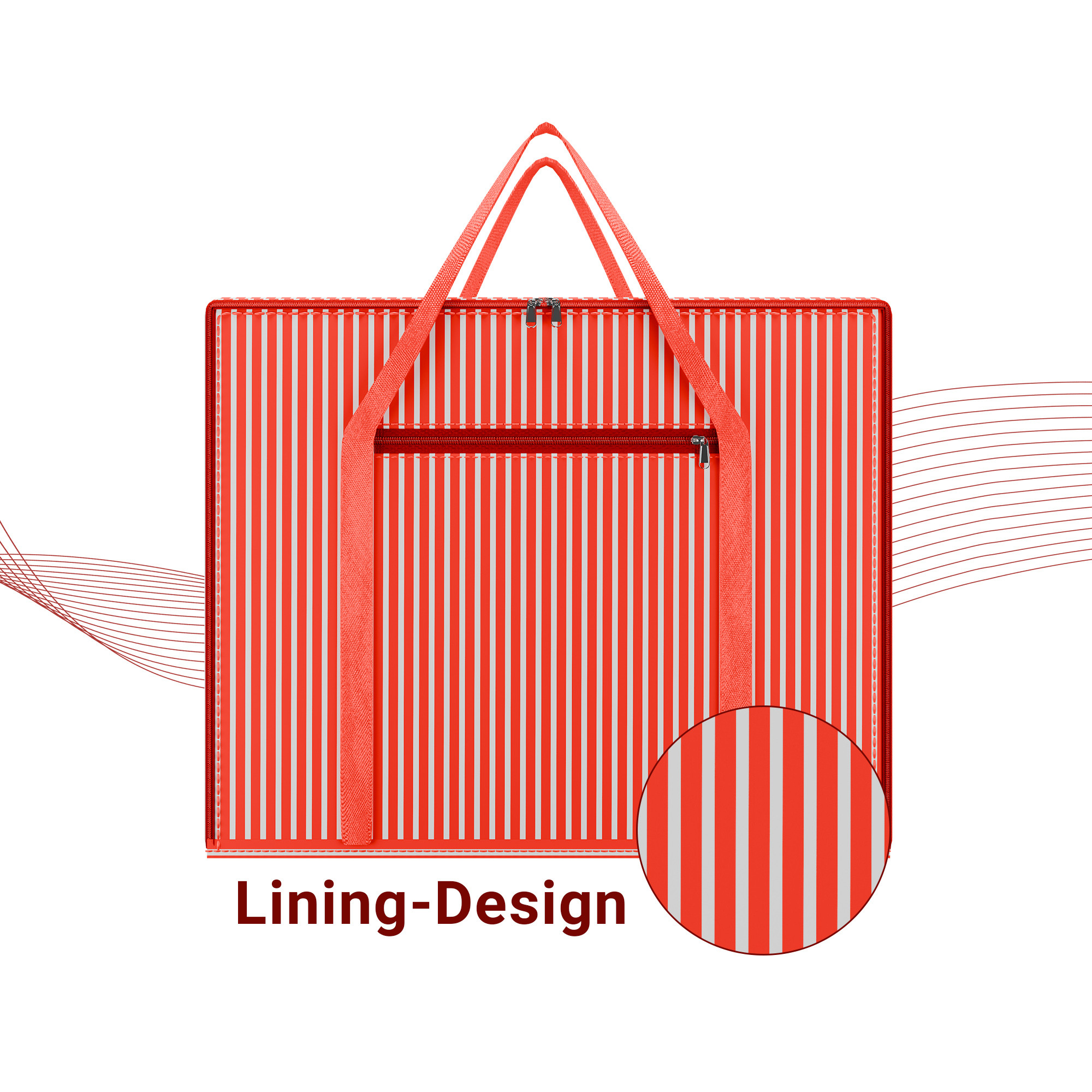 Kuber Industries Storage Bag  Closet Storage Bag  Blanket Cover Bag  Zipper Clothing Storage Bag  Front Pocket Bag with Handle  Jumbo Attachi Bag  Lining Design  Large  Red