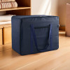 Storage Bag | Clothes Storage Bag | Rexine Underbed Storage Bag | Wardrobe Organizer for Blanket-Comforters | Foldable Attachi Bag with Handle | Large | Navy Blue