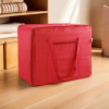 Storage Bag | Clothes Storage Bag | Rexine Underbed Storage Bag | Wardrobe Organizer for Blanket-Comforters | Foldable Attachi Bag with Handle | Large | Red