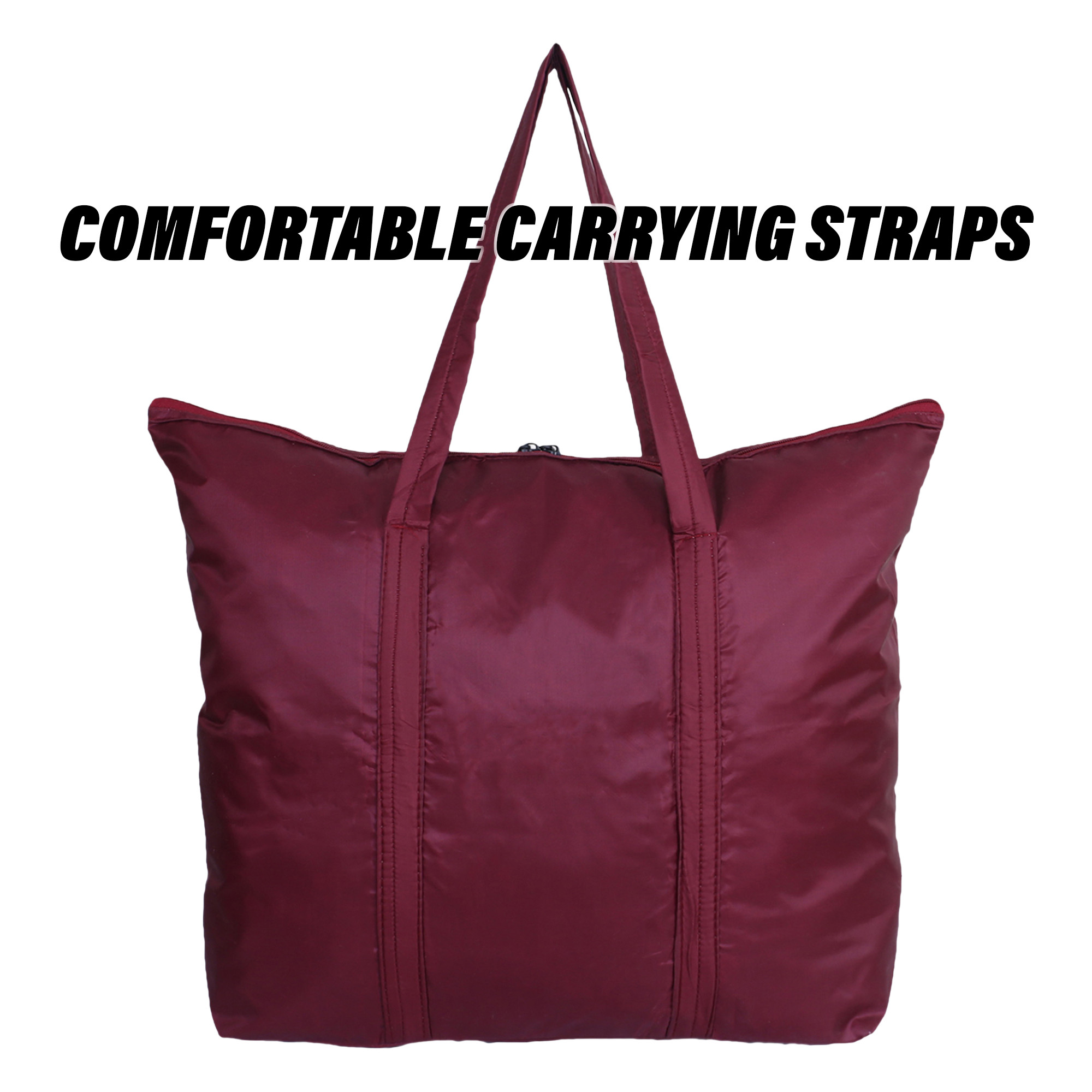 Kuber Industries Storage Bag  Clothes Storage Bag  Storage Bag with Handle  Parachute Shopping Bag  Grocery Hand Bag  Foldable Storage Bag  Front Pocket Storage Bag  Maroon